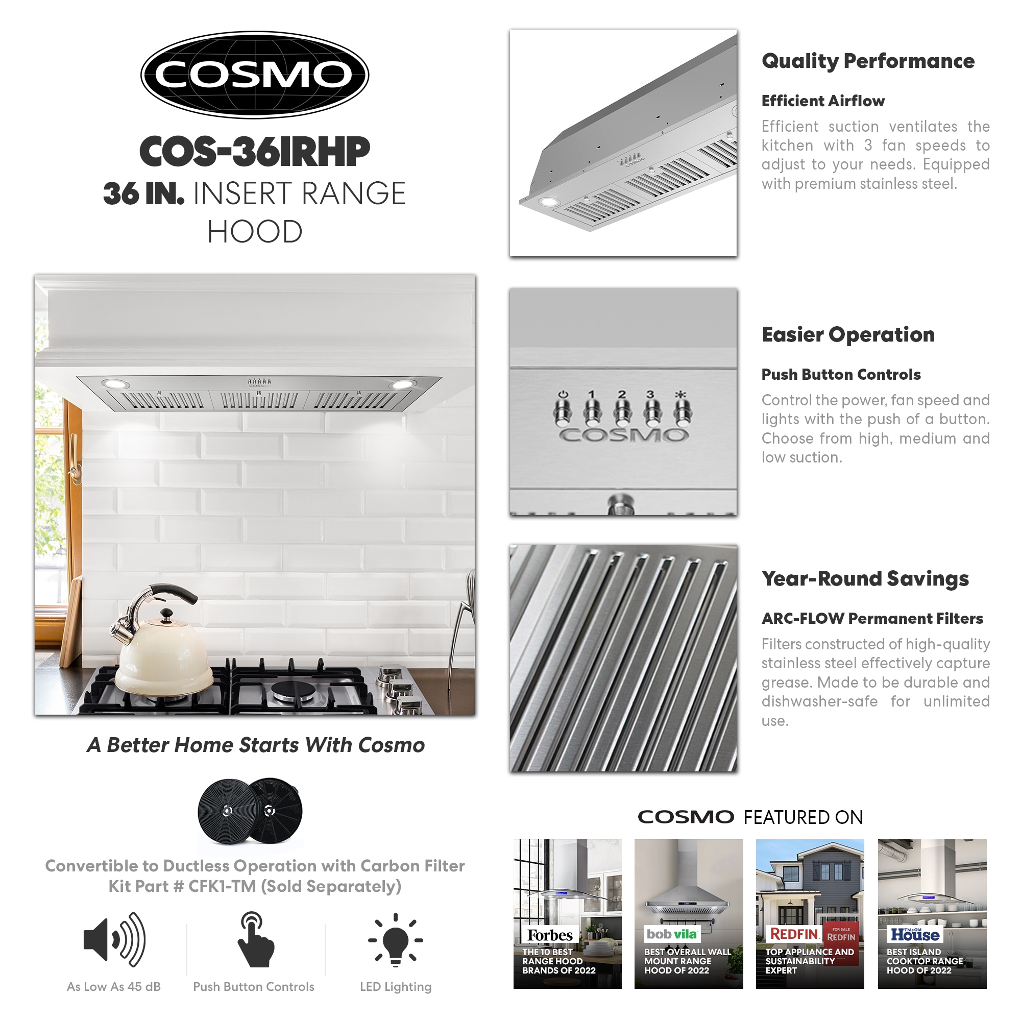 Cosmo COS-36IRHP-DL Undercabinet-Range-Hoods - View #4