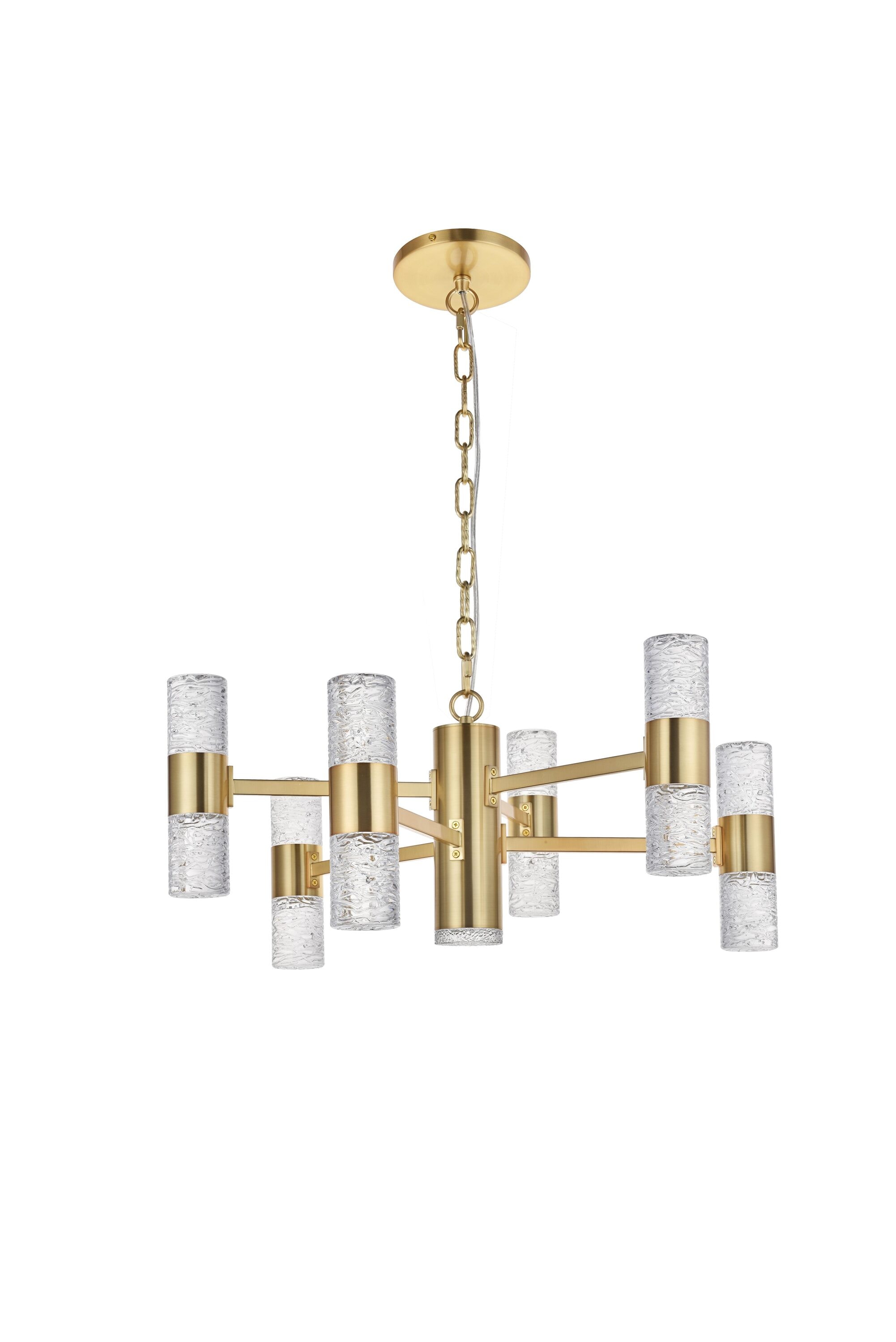Modern Gold and Clear Glass LED Pendant Light Fixture