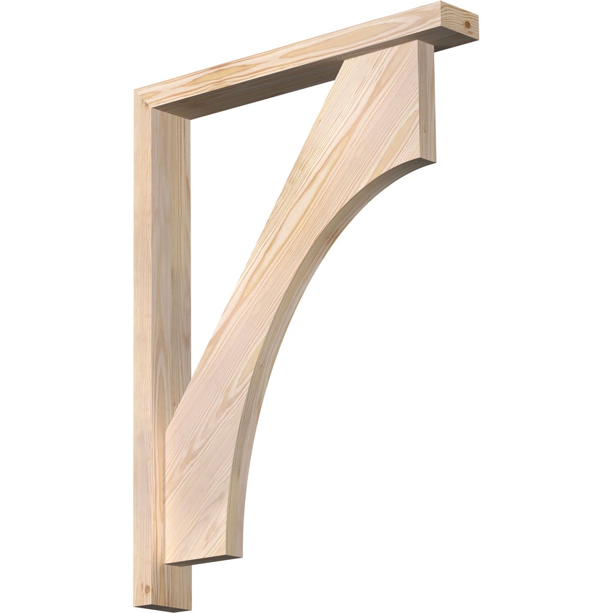 Ekena Millwork 1464625 Westlake Block Smooth Bracket with Offset Brace Douglas Fir Wood Standard Bracket