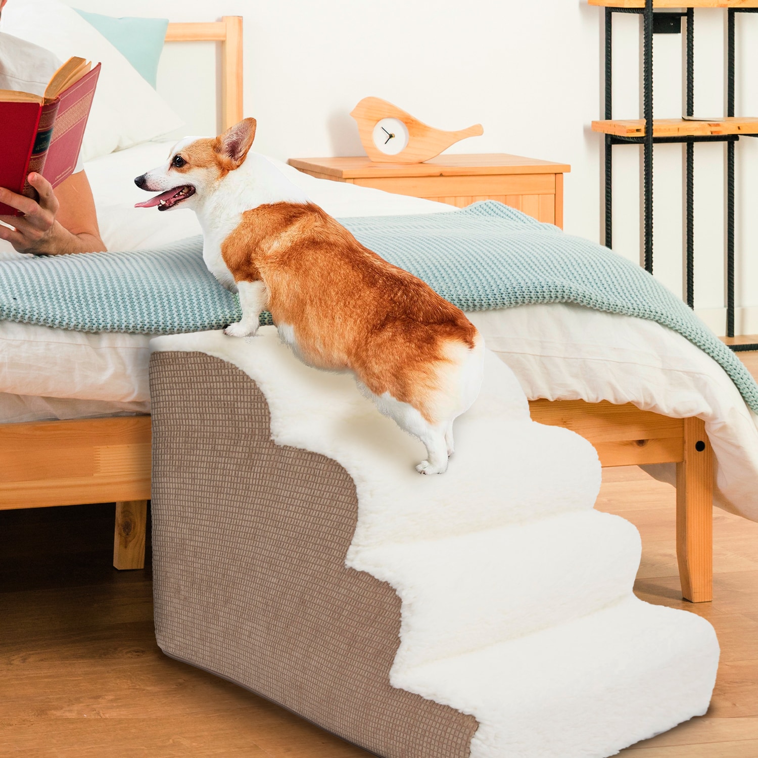 Camel Sherpa Top High Density Foam Pet Steps
