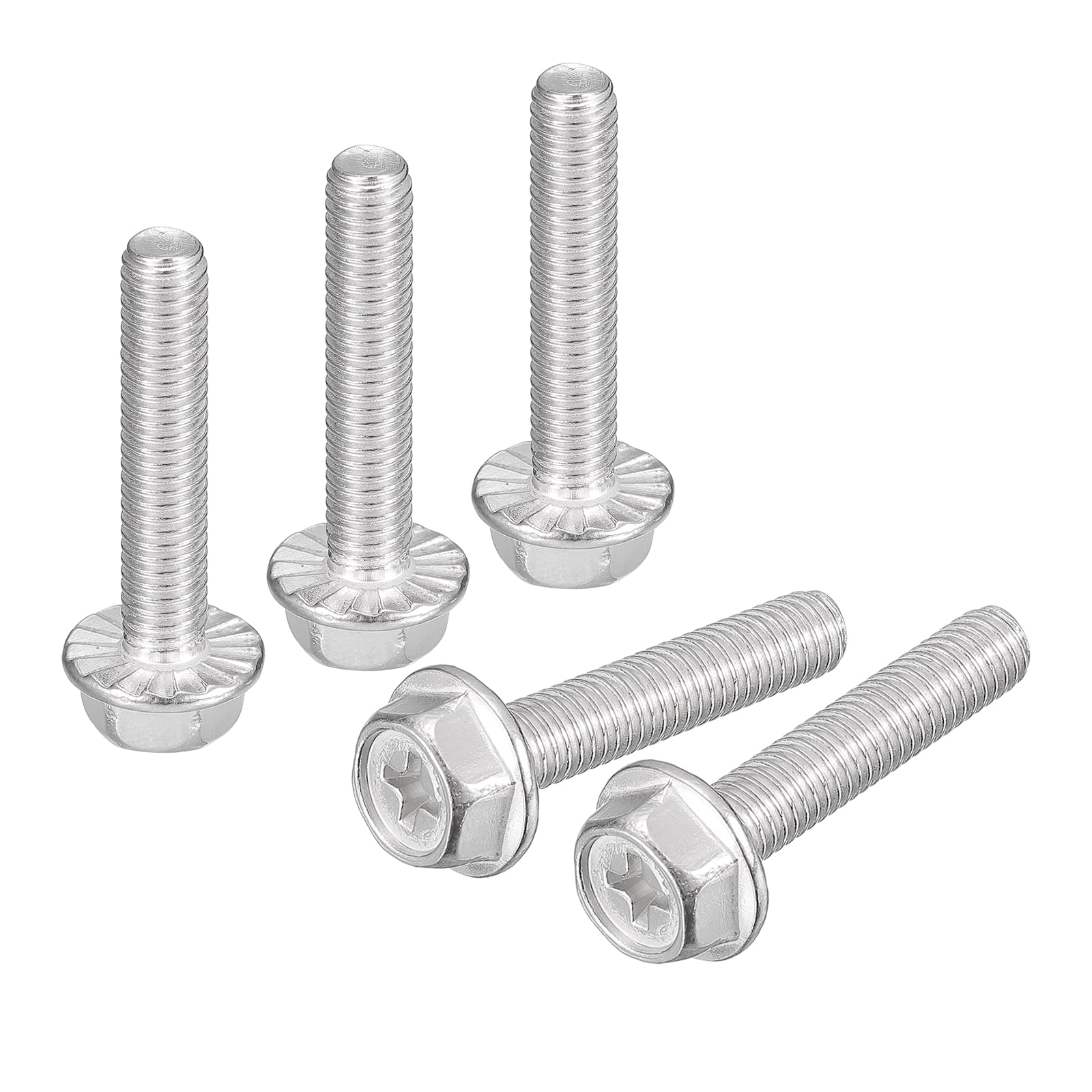 Unique Bargains M6x30mm Phillips Hex Head Flange Bolts 20pcs 304 Stainless Steel Hexagon Phillips Flange Head Hex Bolts Machine Screws