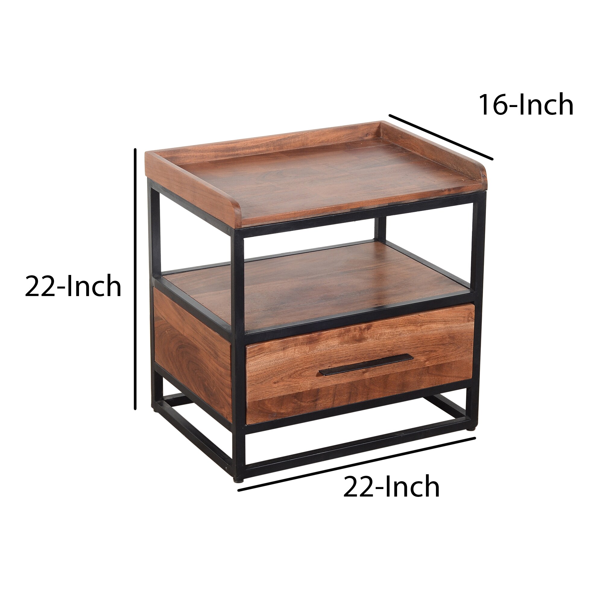 Benzara Brown Wood Rustic End Table with Storage in the End Tables ...