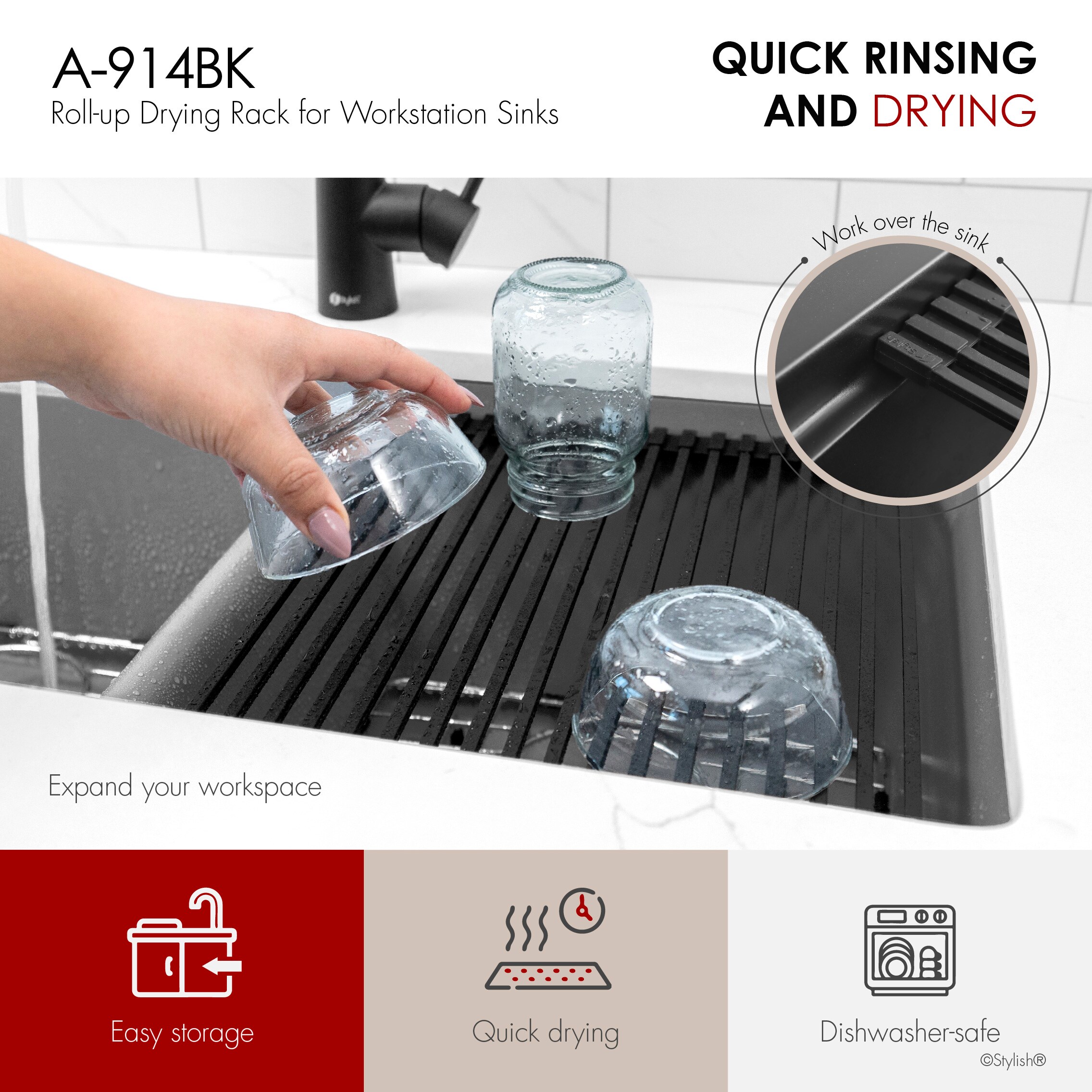 Stylish A-914BK Kitchen-Sink-Accessory-Kits - View #2