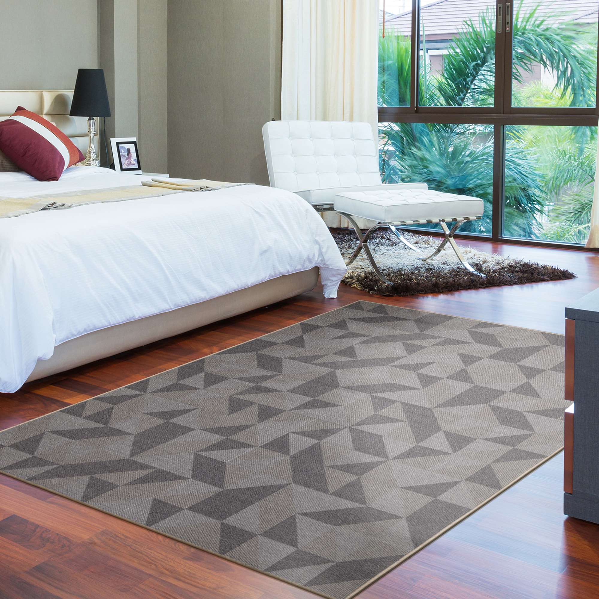 Ottomanson CLS1023-5X7 Classics 5 x 7 (ft) Loomed Nylon Black Rectangular Indoor Geometric Area rug