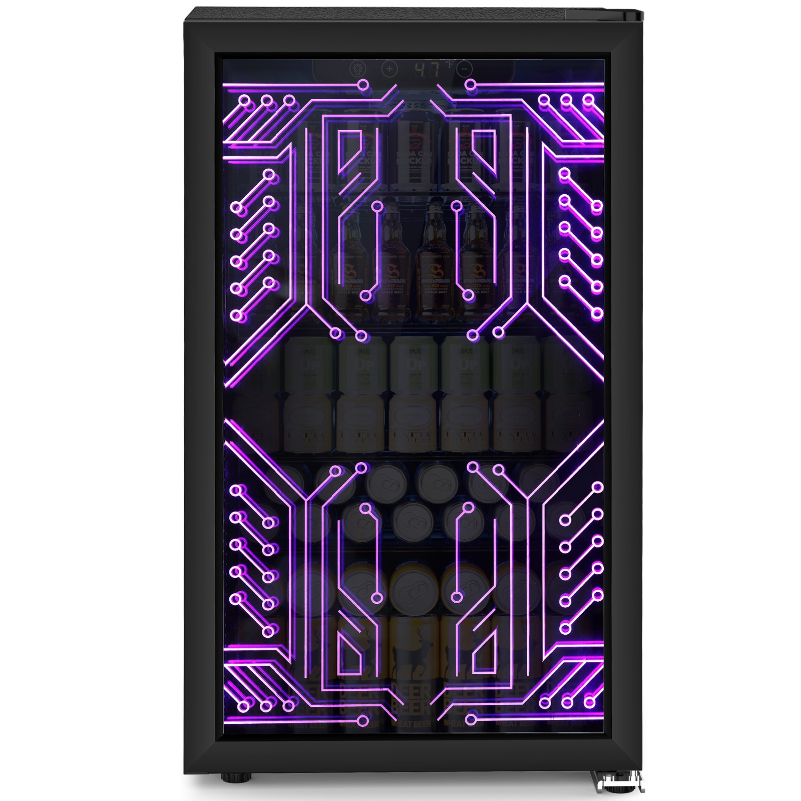 COWSAR - 17.64-in W 130 -Can Capacity Purple Freestanding Indoor Beverage Refrigerator with Glass...
