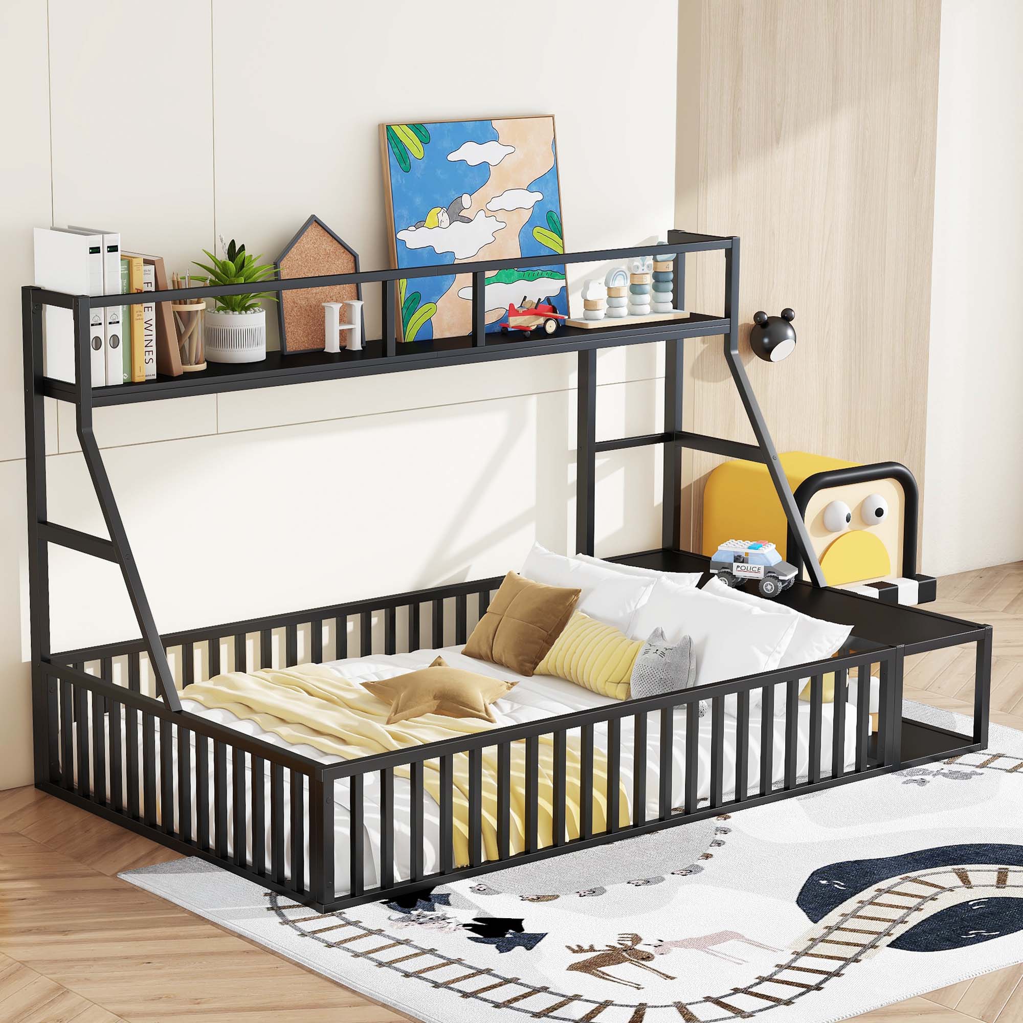 Sunrinx MG11-BD-3 Black Full Metal Bed frame Bed with Storage