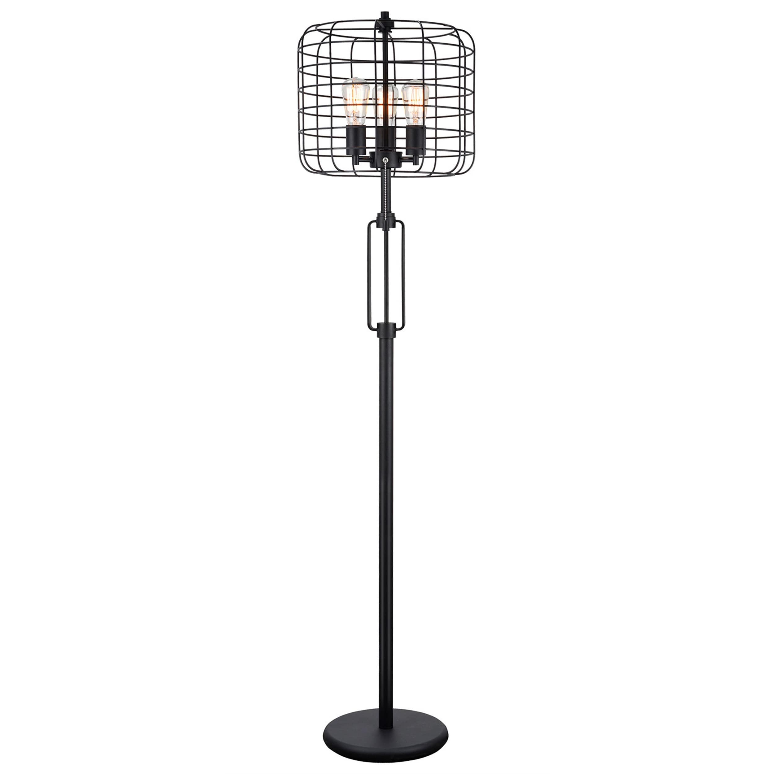 BABOOM BOM-0107042-OR Industrial Cage Floor Lamp 65-in Matte Black Standard Floor Lamp with Metal Shade