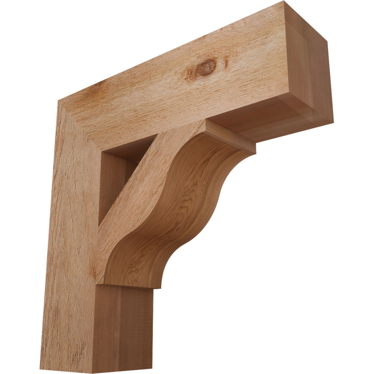 Ekena Millwork BKT06X22X22FST05RWR Funston Block Rough Sawn 6-in x 22-in x 22-in Western red cedar Brown Wood Standard bracket