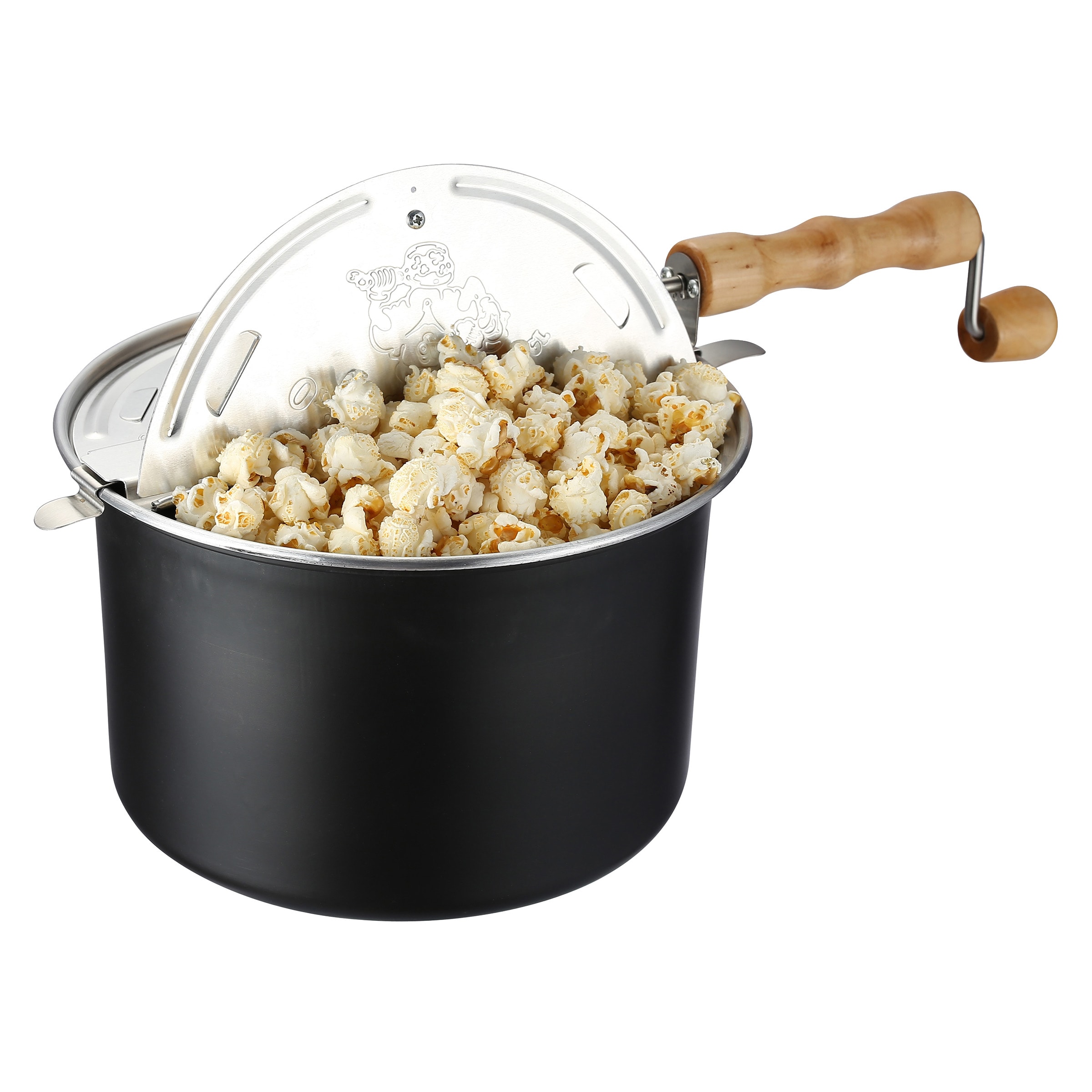 Cook N Home Stovetop Popcorn Popper with Crank, 6 Quart Stainless