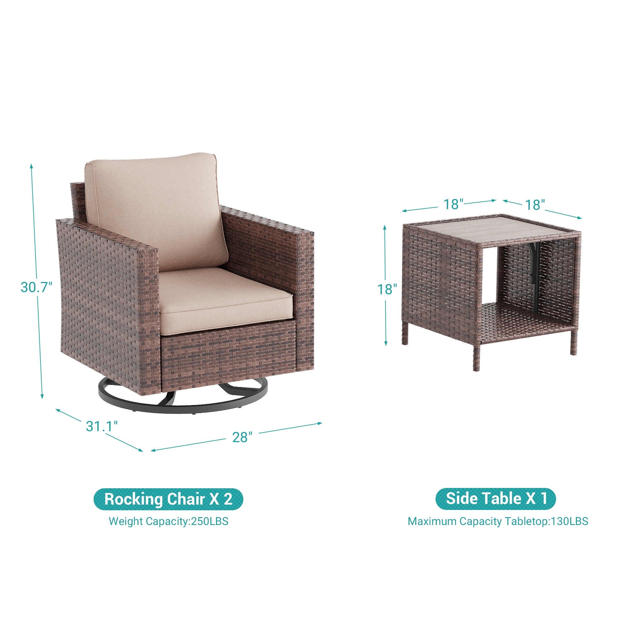 ACEGOSES LW-2R-BSD-T3 Patio-Conversation-Sets - View #2