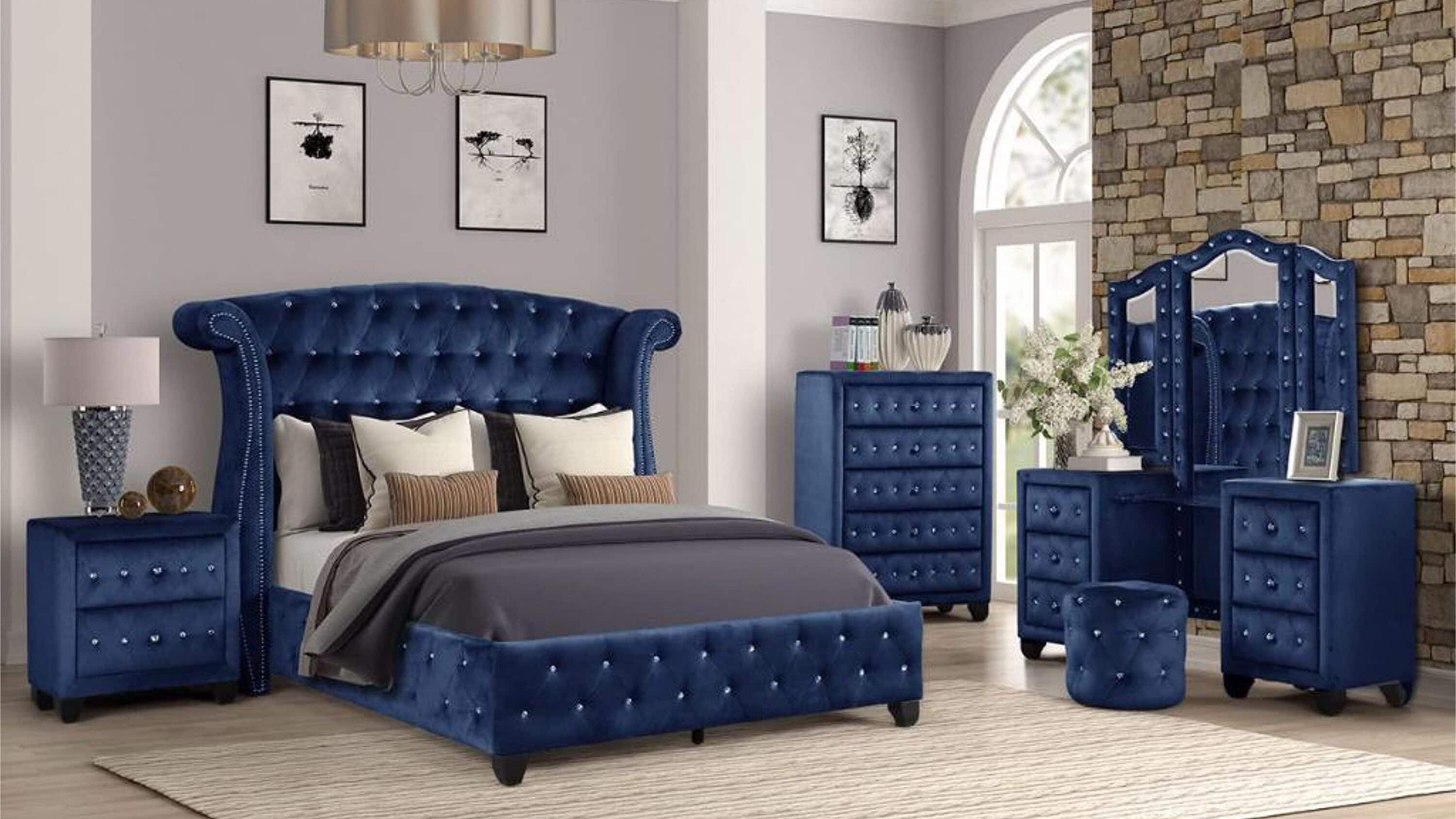 Blue queen bedroom sets discount