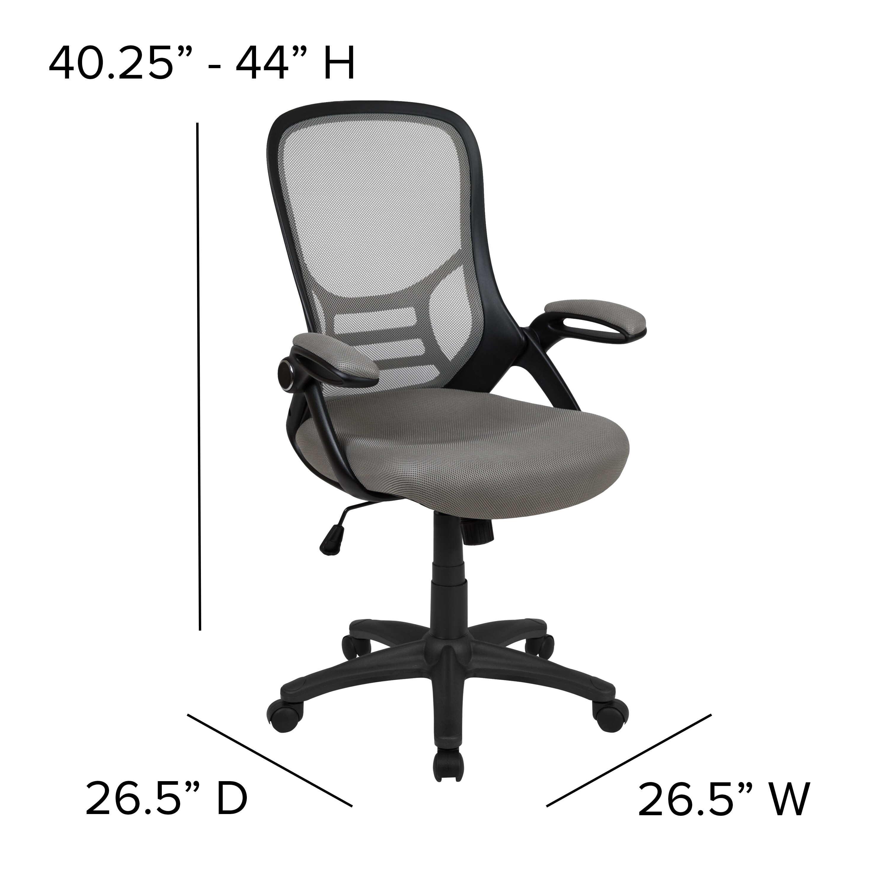 Flash Furniture Dark Gray Mobile Desk Chair with 360 Degree Tablet Rotation  and Under Seat Storage Cubby