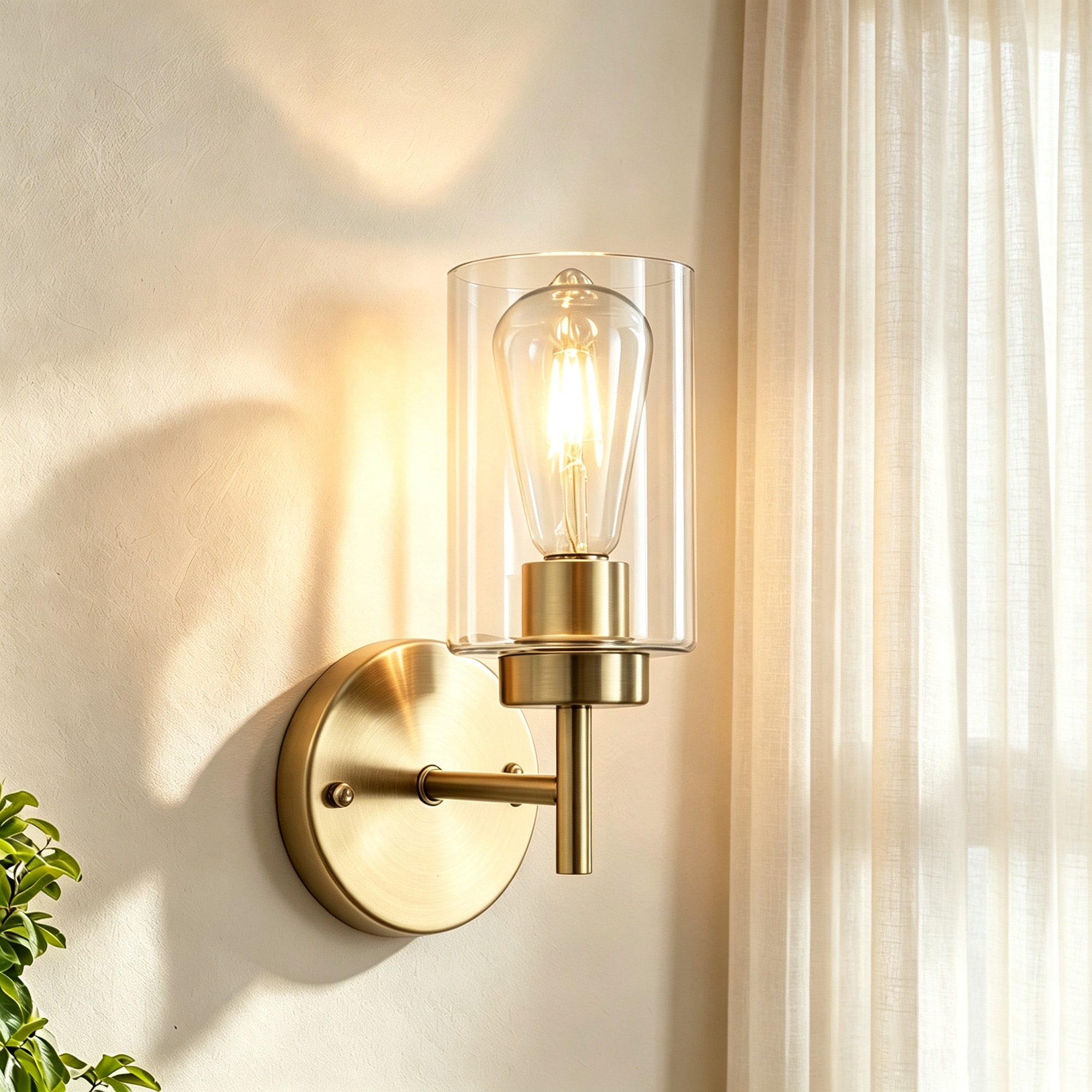 HLJYNJM 3.93-in W 1-Light Wall Sconce Clear Glass Shade Modern Bathroom Vanity Wall Light for Hallway Bedroom