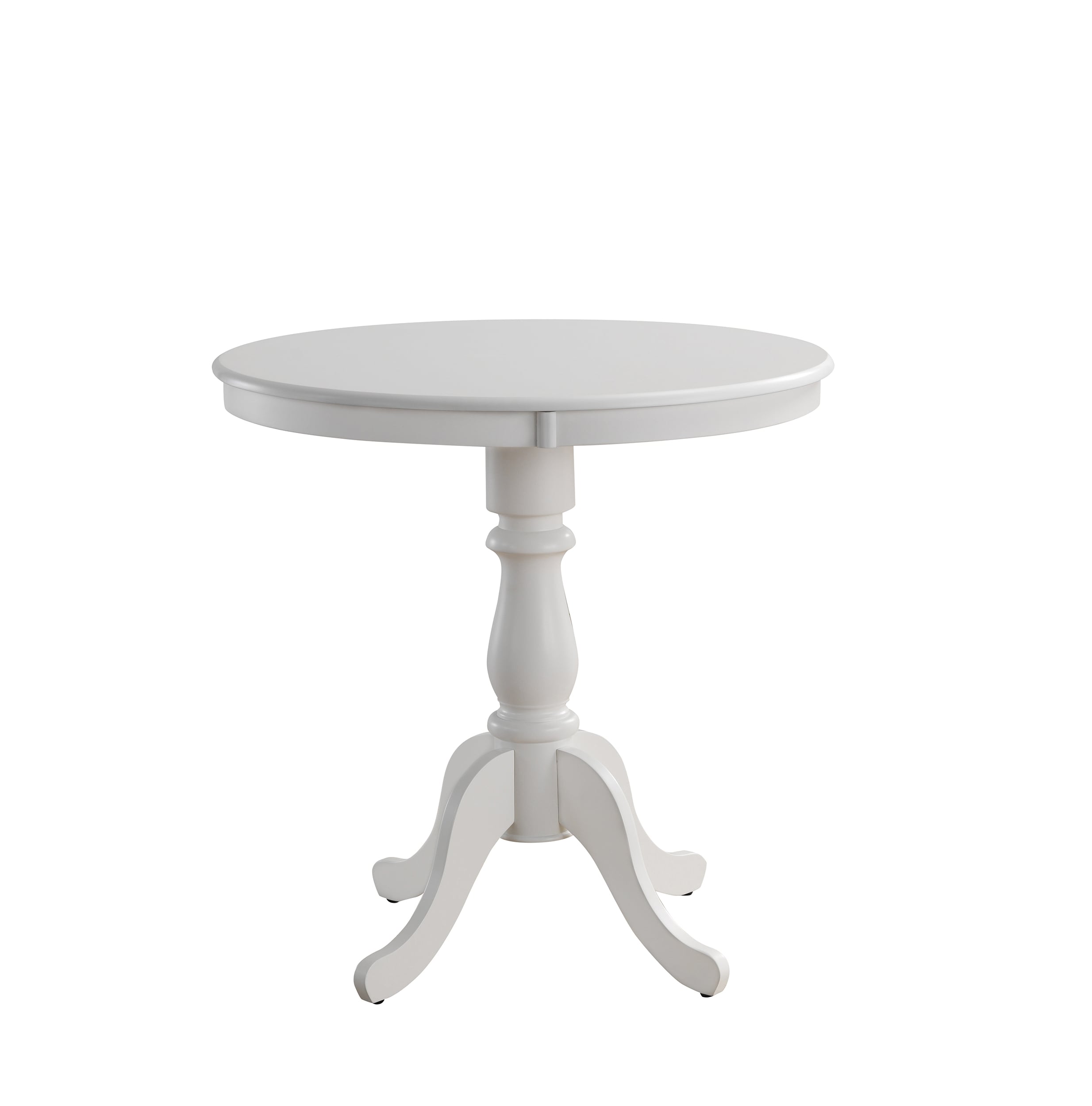 Carolina Cottage 3636B-PW Fairview Pure white Round Transitional Counter Table, Wood veneer with White Wood Pedestal Base 36-in L x 36-in H