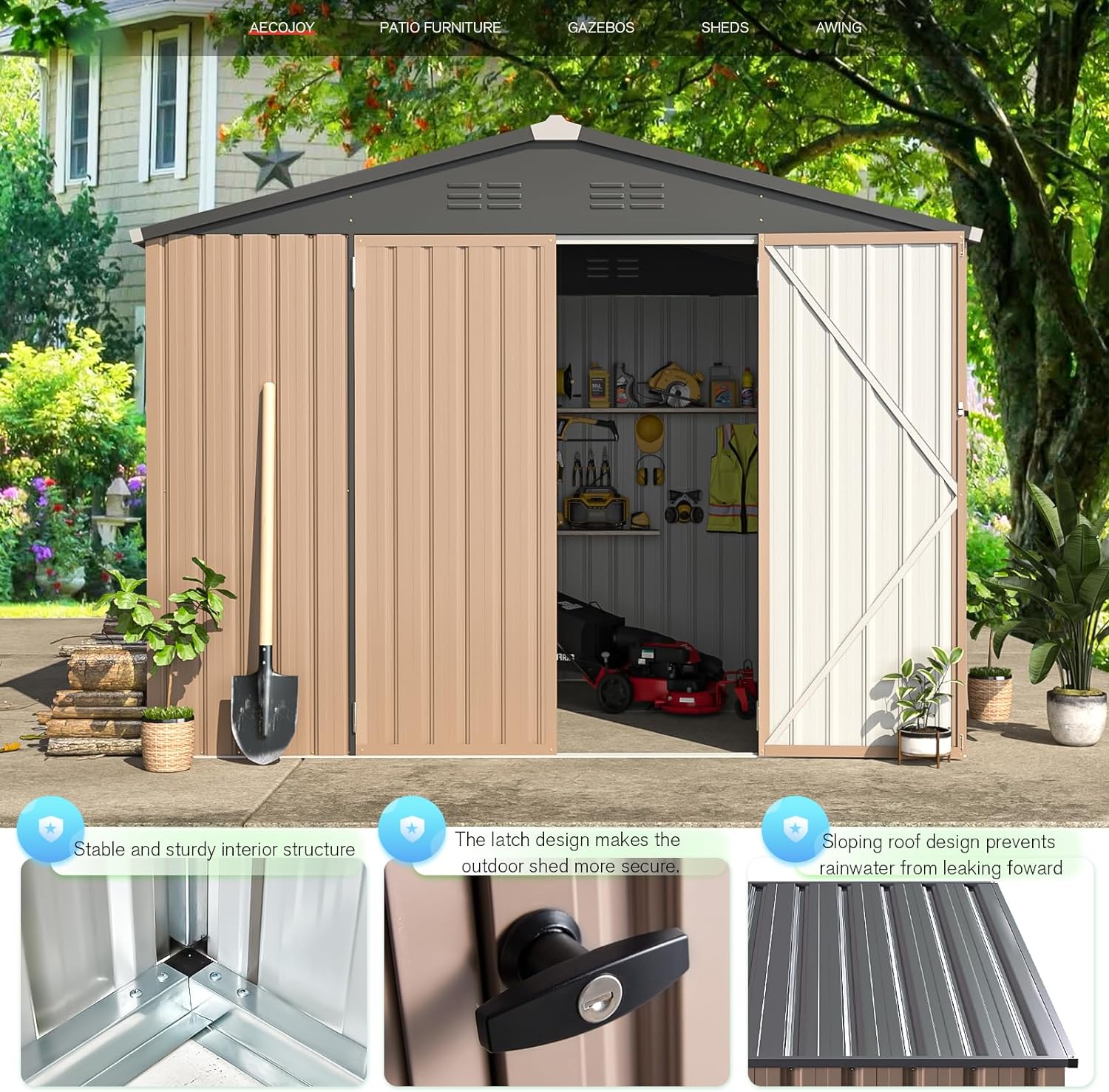 AECOJOY 16208GR-LS02 Metal-Storage-Buildings-Sheds - View #5