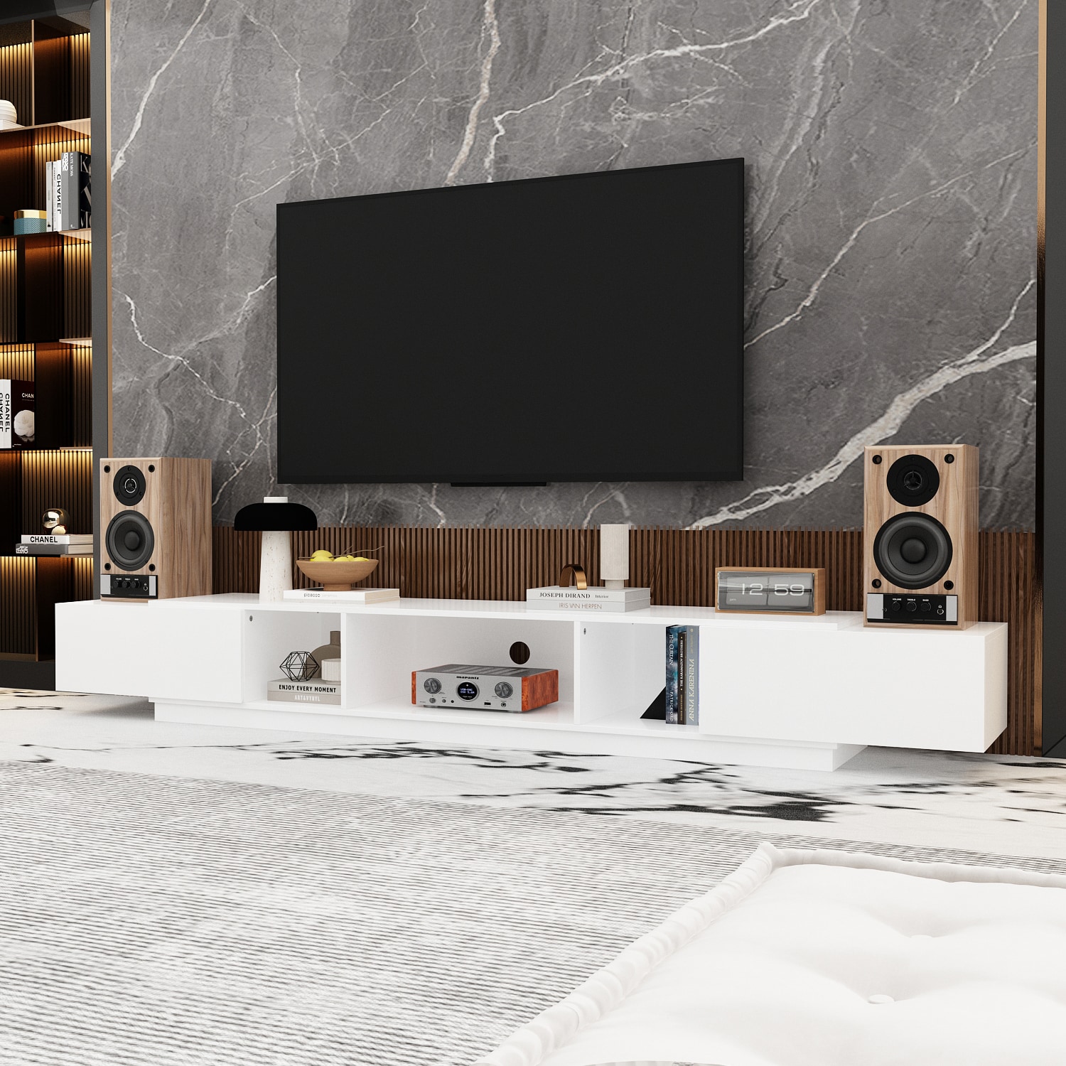 FUFU&GAGA JH0429-02 Modern/Contemporary White TV cabinet Integrated TV Mount ( Accommodates TVs up to 80-in )