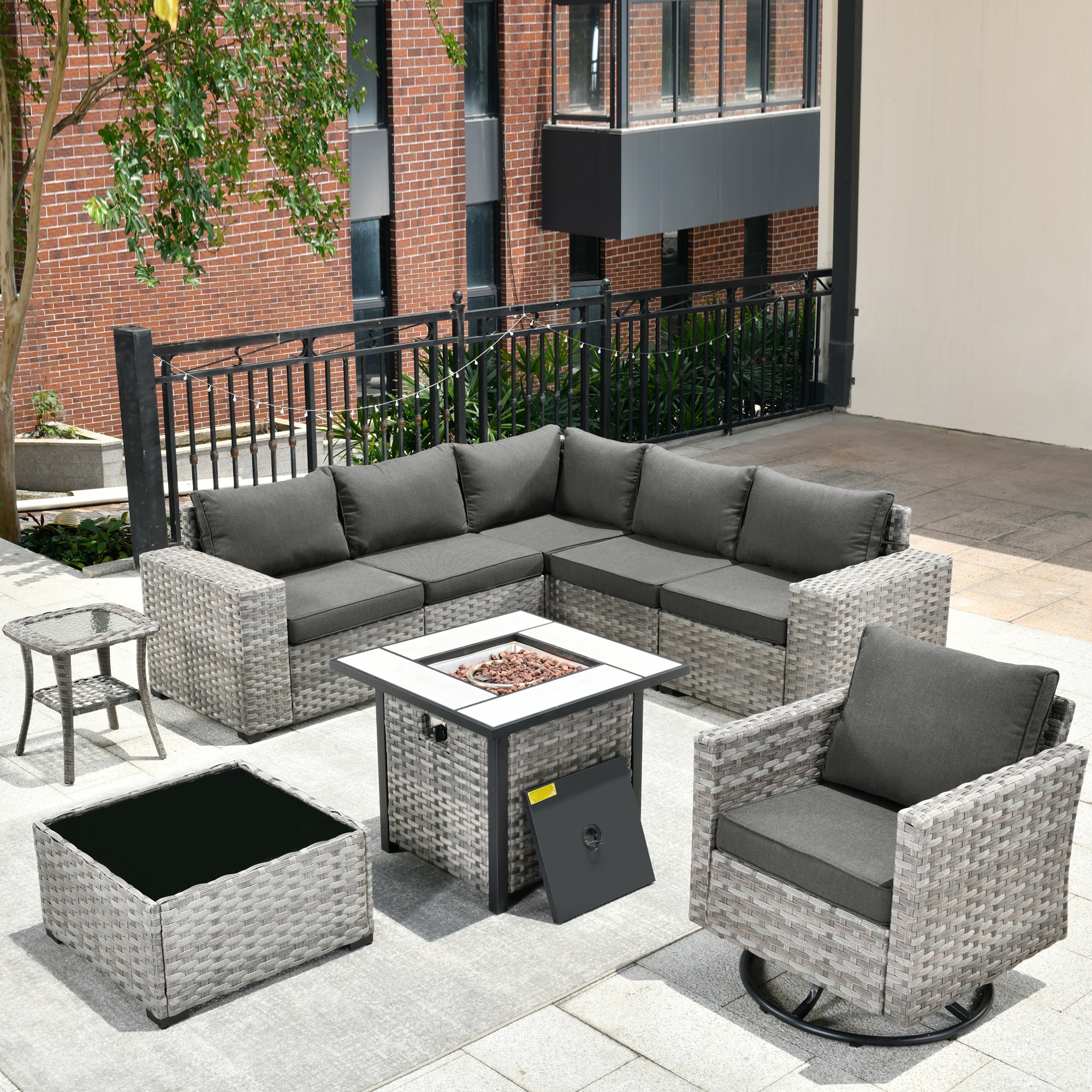 Pouuin SSFPBBR107 Patio-Conversation-Sets - View #10