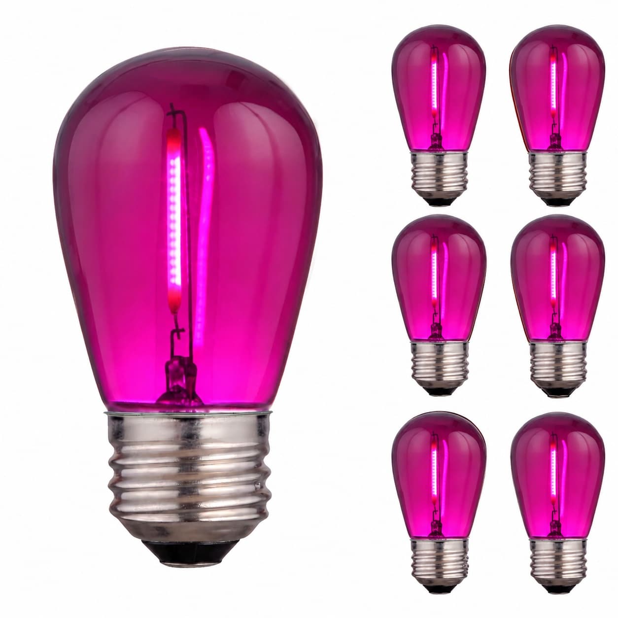 AOIZGMY  S14 Replacement LED Bulb E26 Base Clear Purple Outdoor String Light Wet Rated Weatherproof Glass Energy Saving for Holiday Party 6 pack