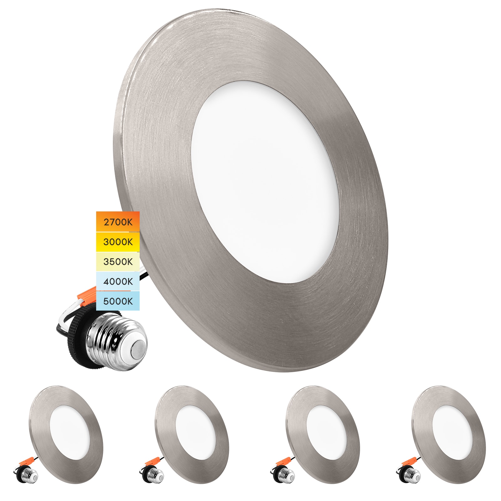 Luxrite LED Recessed Lights 4 -Pack 4-in LED Remodel or new construction White Airtight IC Open Recessed Light Kit