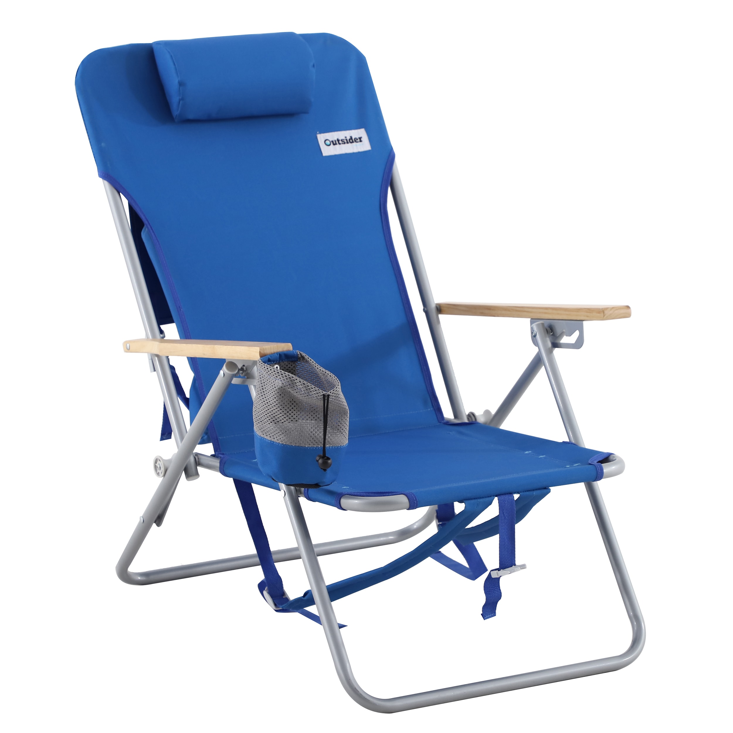 Outsider Polyester Blue Folding Beach Chair Adjustable and