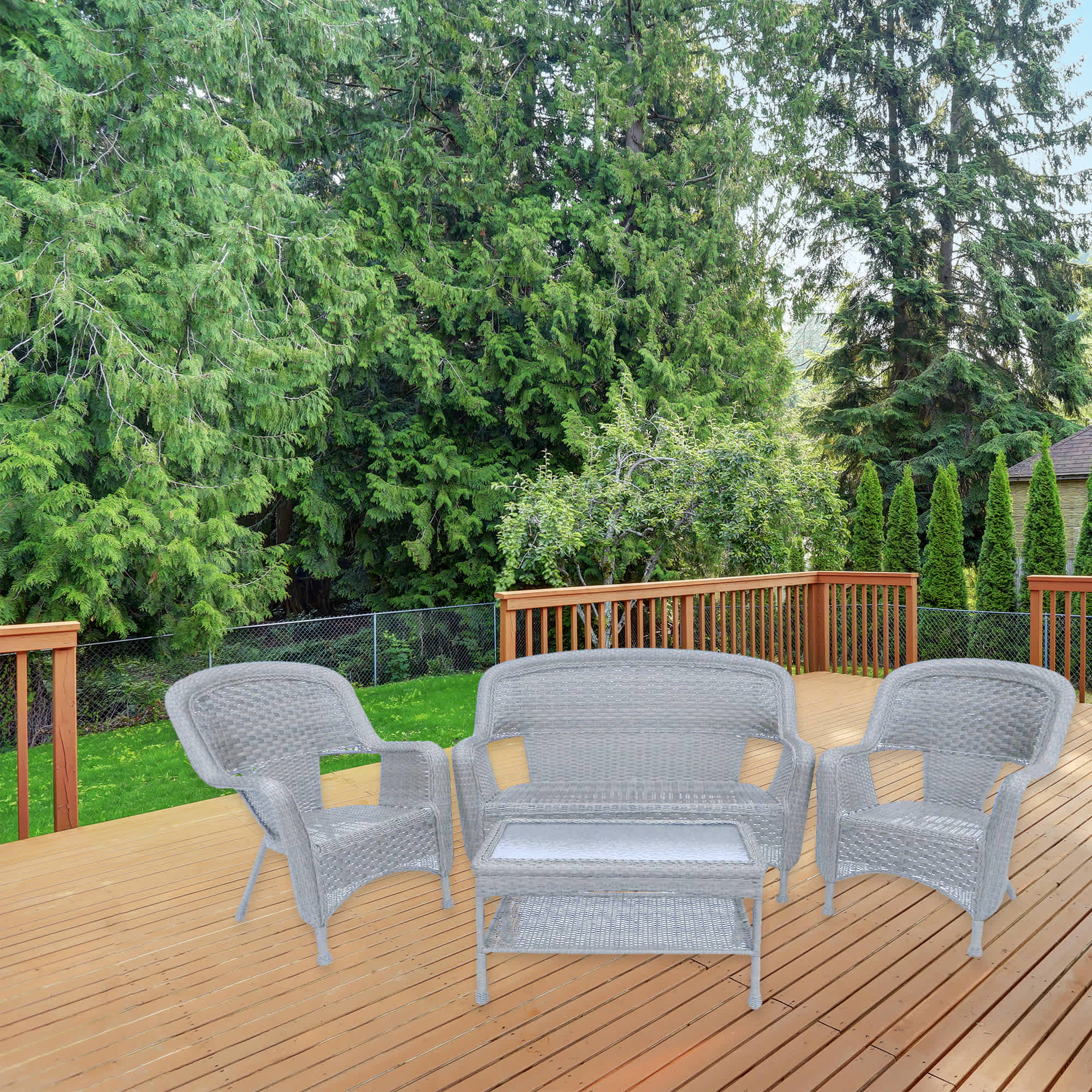 Northlight 4pc Antique Gray Outdoor Patio Furniture Loveseat Chairs and ...