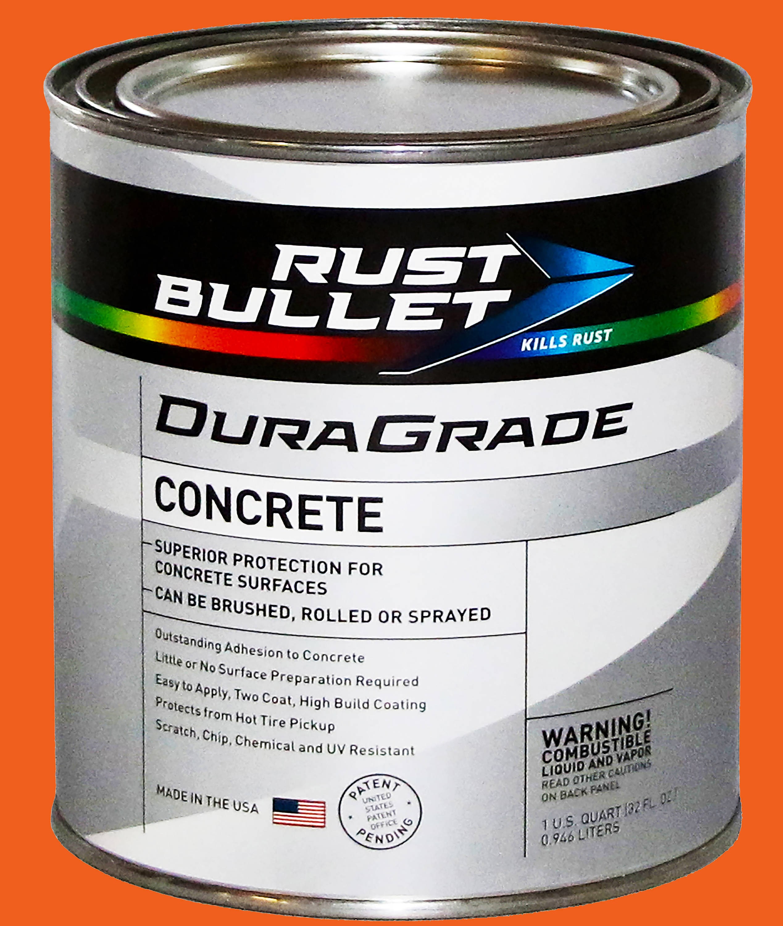 Rust Bullet 850154005501  #174 DuraGrade CONCRETE, Concrete Protective Coating 1-part Orange Oil-based Concrete and Garage Floor Paint ( 1-quart )
