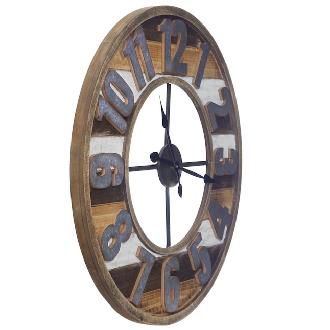 Pinnacle Og Round Wall Clock In The Clocks Department At Com - Pinnacle Oversized Black And Bronze Metal Wall Clock