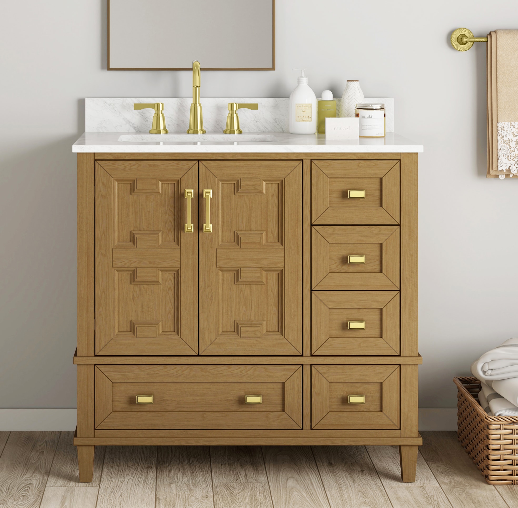 allen + roth Haines 36-in Sand Undermount Single Sink Bathroom Vanity ...