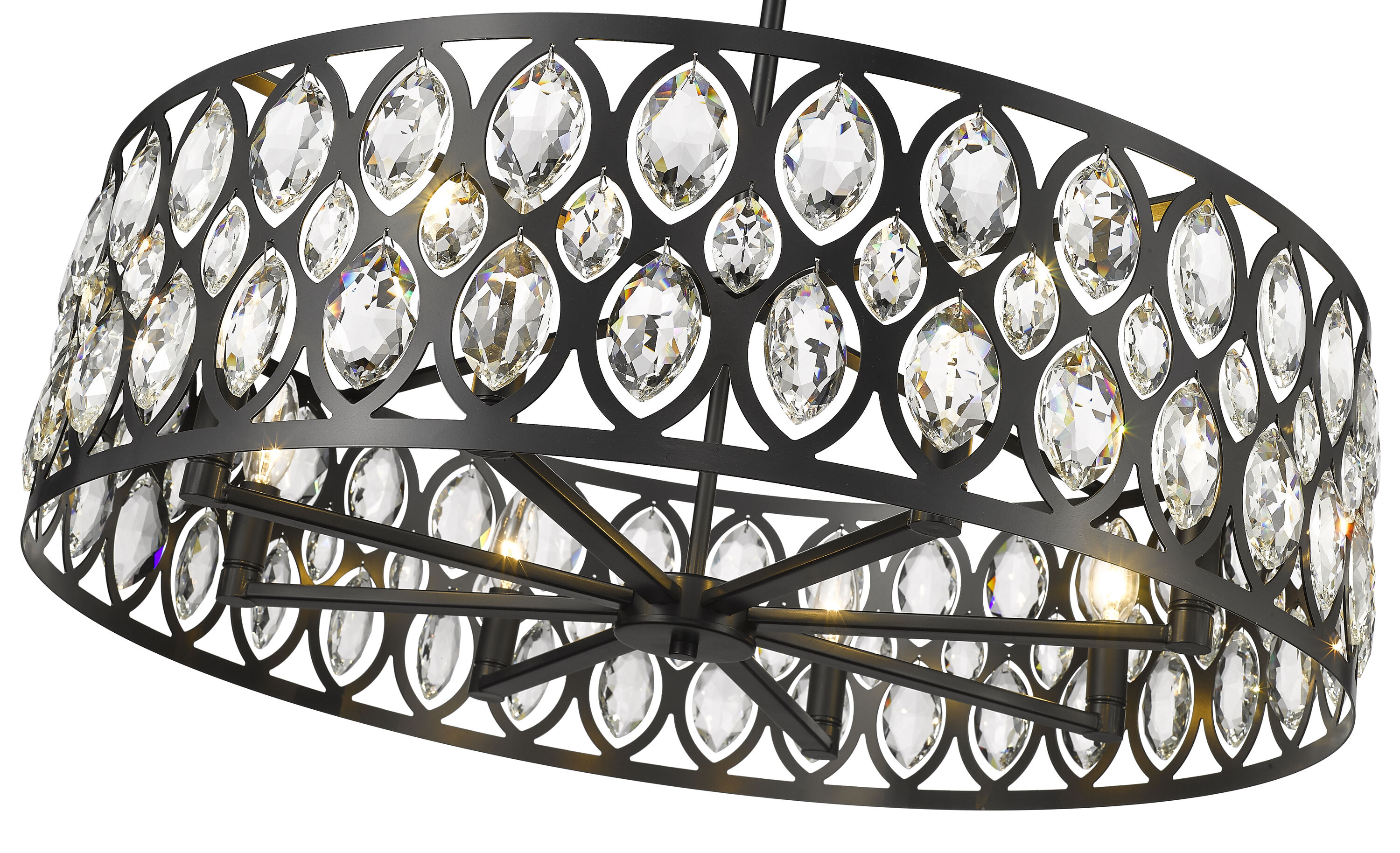 Elegant Matte Black Crystal Pendant 8-Light Chandelier