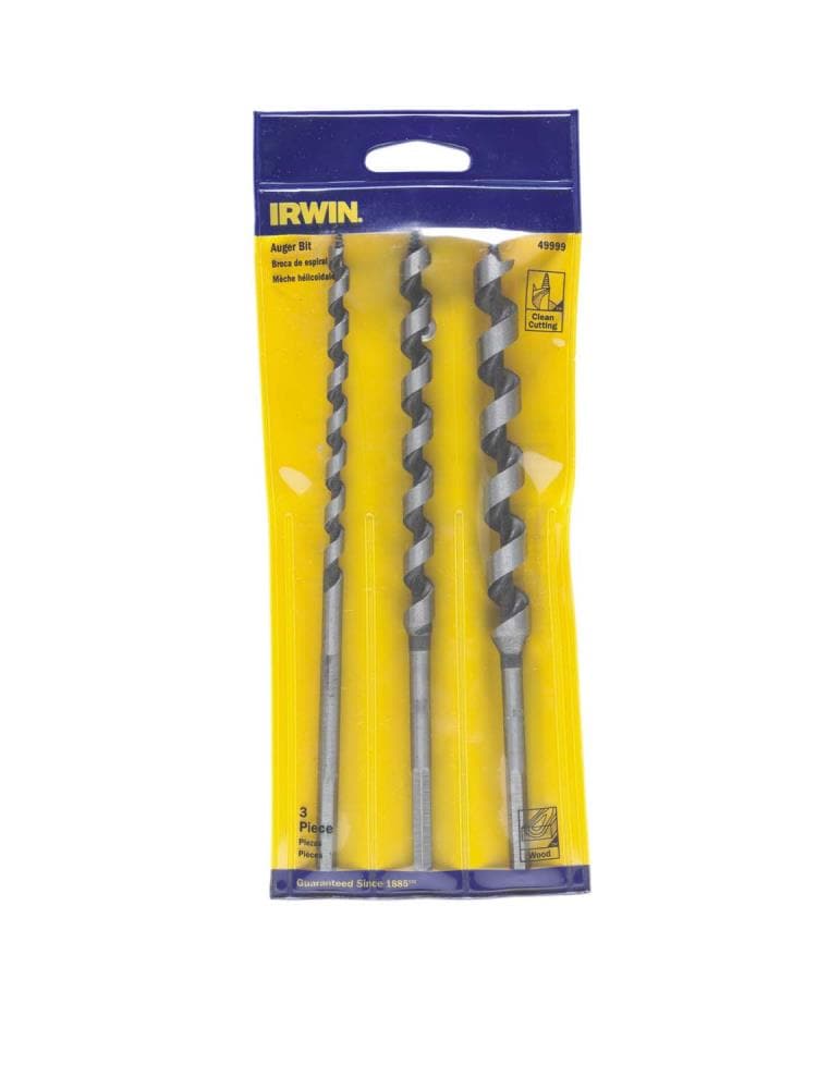 IRWIN 49999SM 3-Piece x 7-1/2-in Woodboring Auger Drill Bit Set
