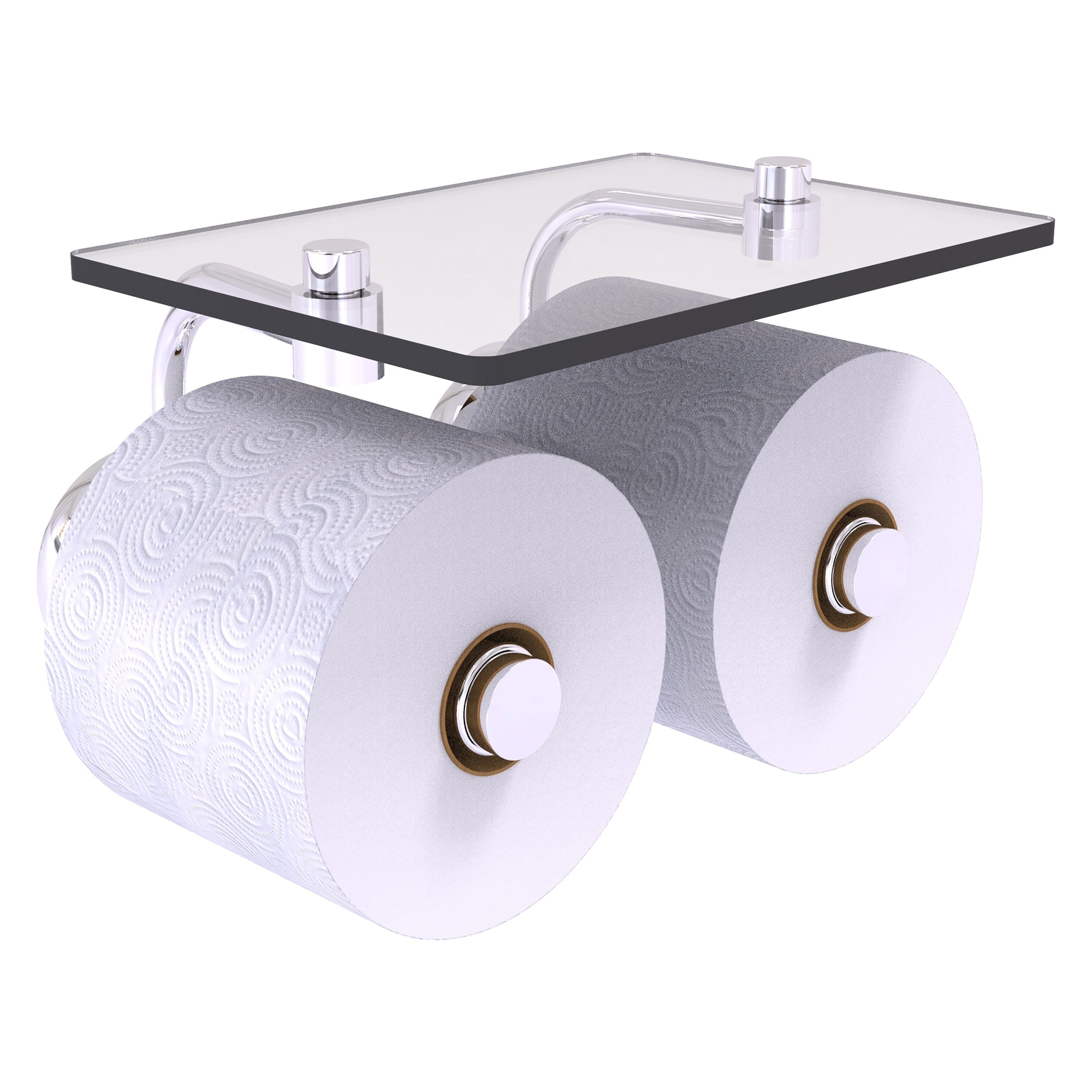 Allied Brass P1000-24-2S-PC Prestige Skyline Polished Chrome Wall mount Double post Toilet Paper Holder 2 -Rolls with Storage