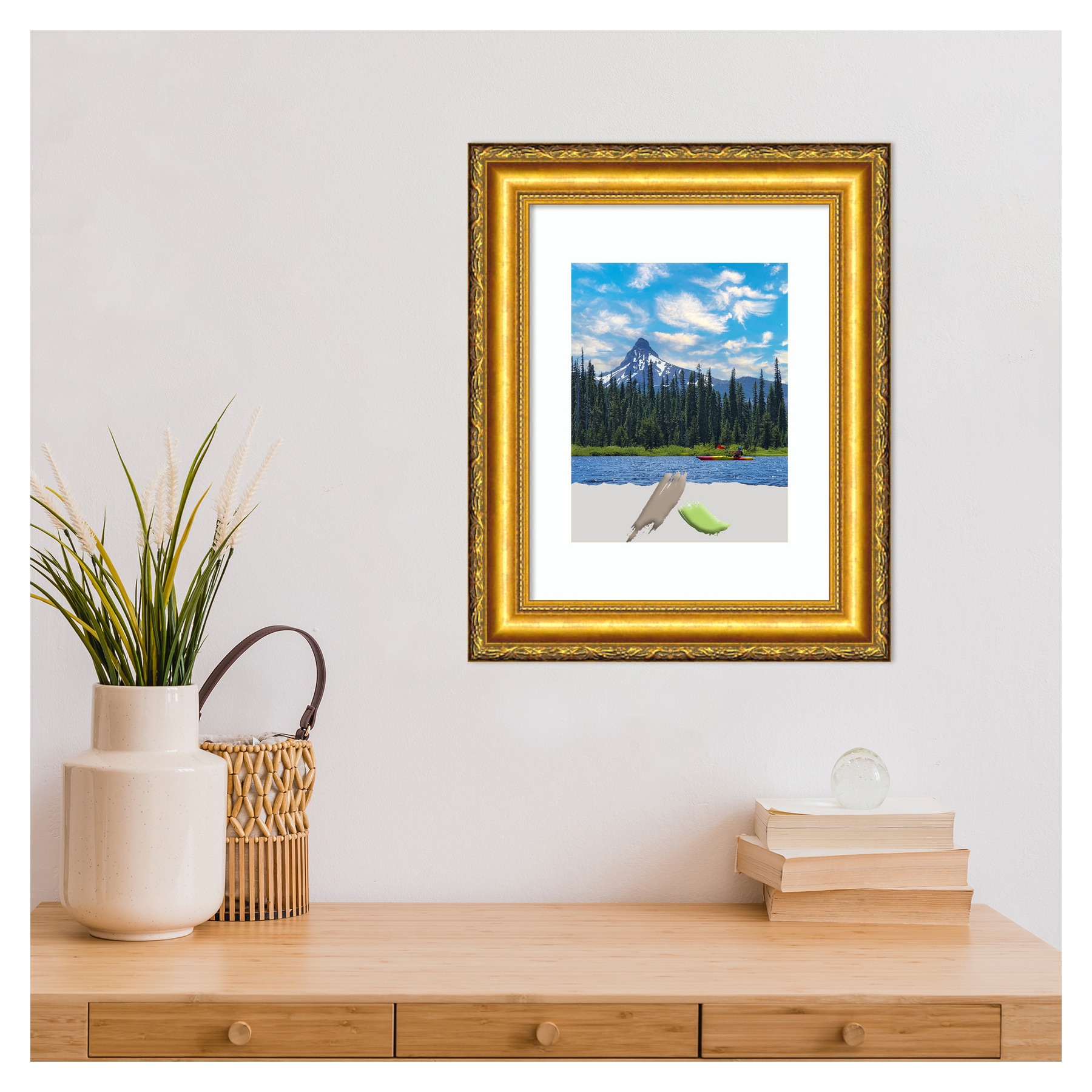 Colonial Embossed Gold Pine Wood Wall Picture Frame