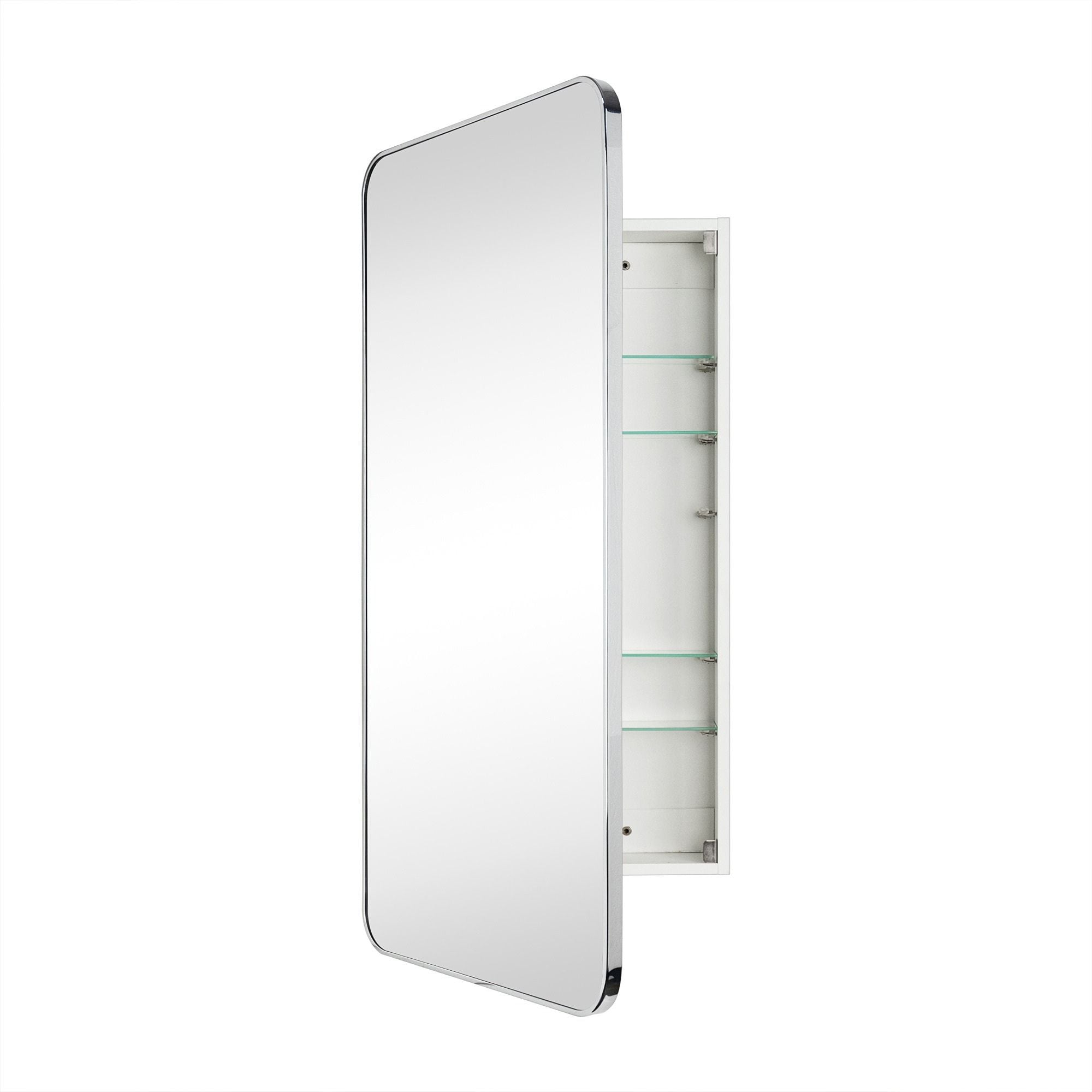 TEHOME Garnes 20-in x 40-in Surface/Recessed Mount Polished Nickel Mirrored Rectangle Soft Close Medicine Cabinet