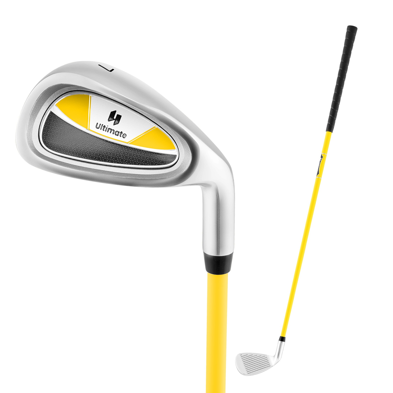Slickblue Right Hand Kids Junior 7 Iron Golf Club for Ages 8 to 10 with Aluminum Alloy Head and Fiberglass Shaft for Training and Play Yellow