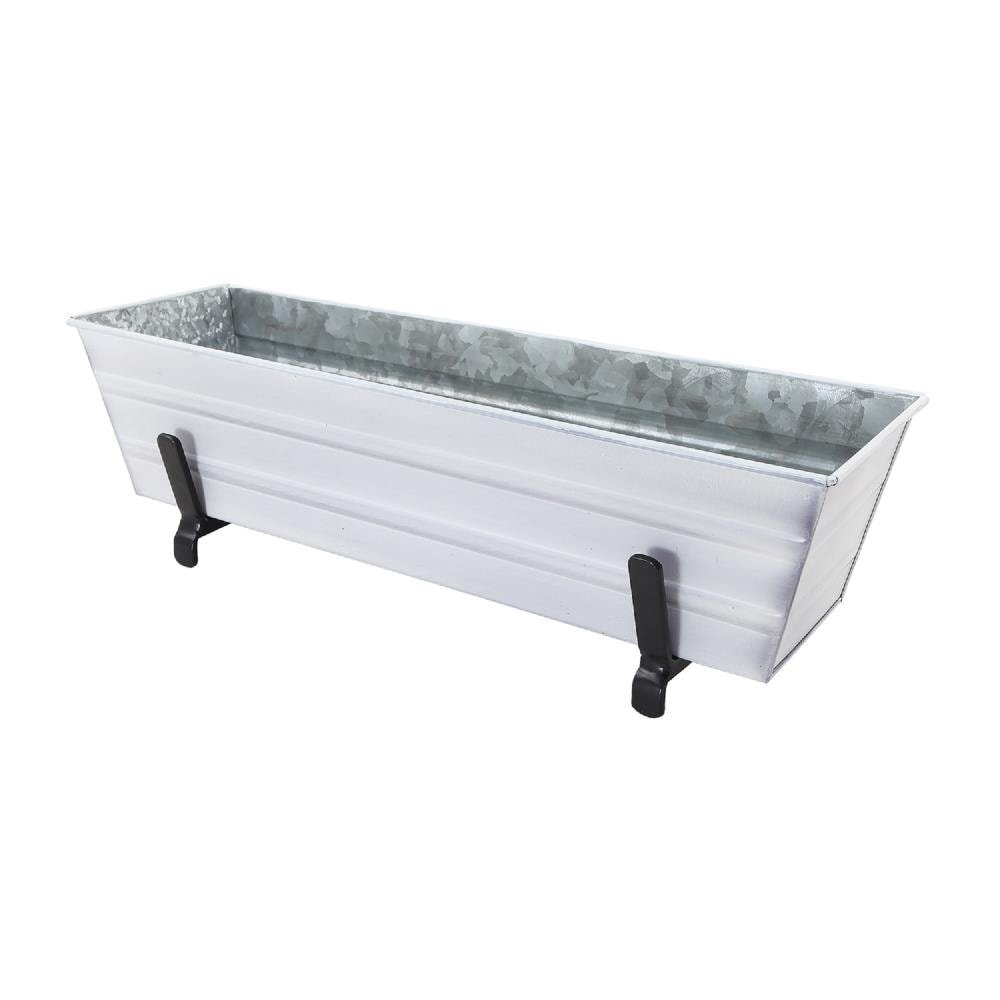 Minuteman International C08W-K6 6.25-in W Small White Metal Contemporary/Modern Indoor/Outdoor Window box with Drainage Holes Stand Included
