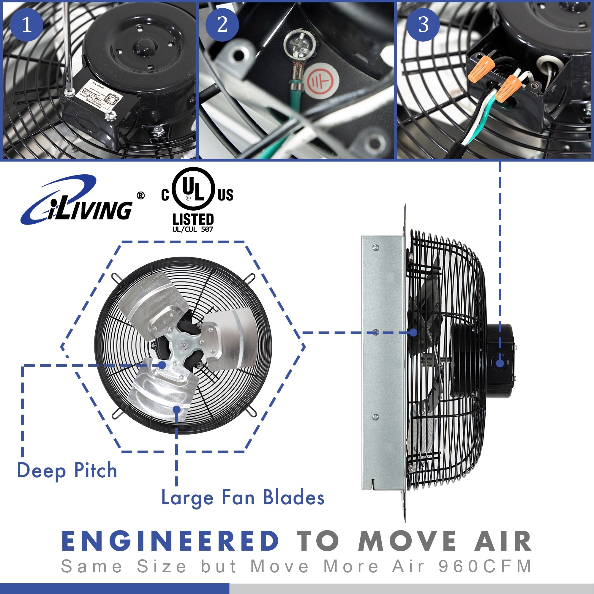 iLIVING ILG8SF12V Wall-Mounted-Fans - View #5