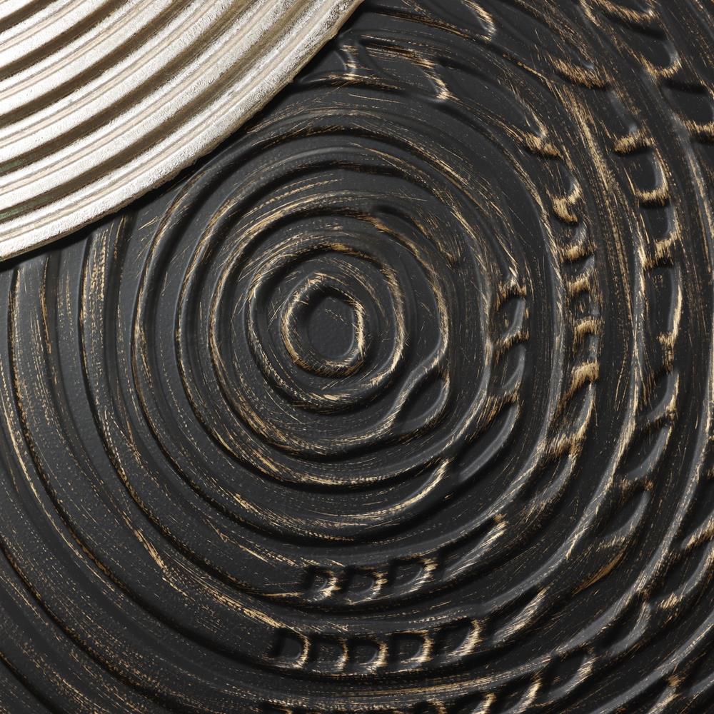 Modern Abstract Black and Gold Metal Wall Art Set