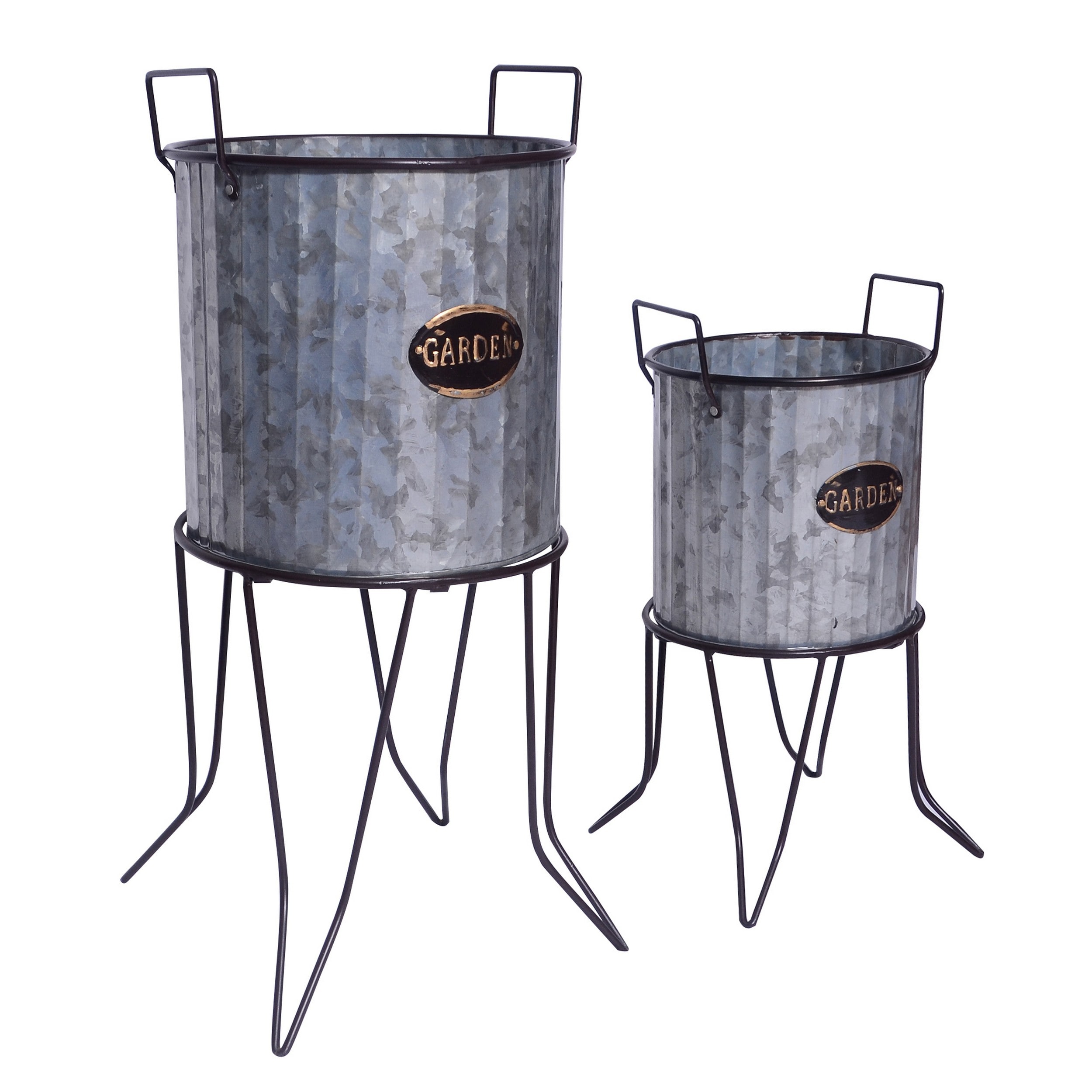 Kahomvis BENZ-QPB0-168 Round 10.0-in W Medium Gray Metal Indoor/Outdoor Planter