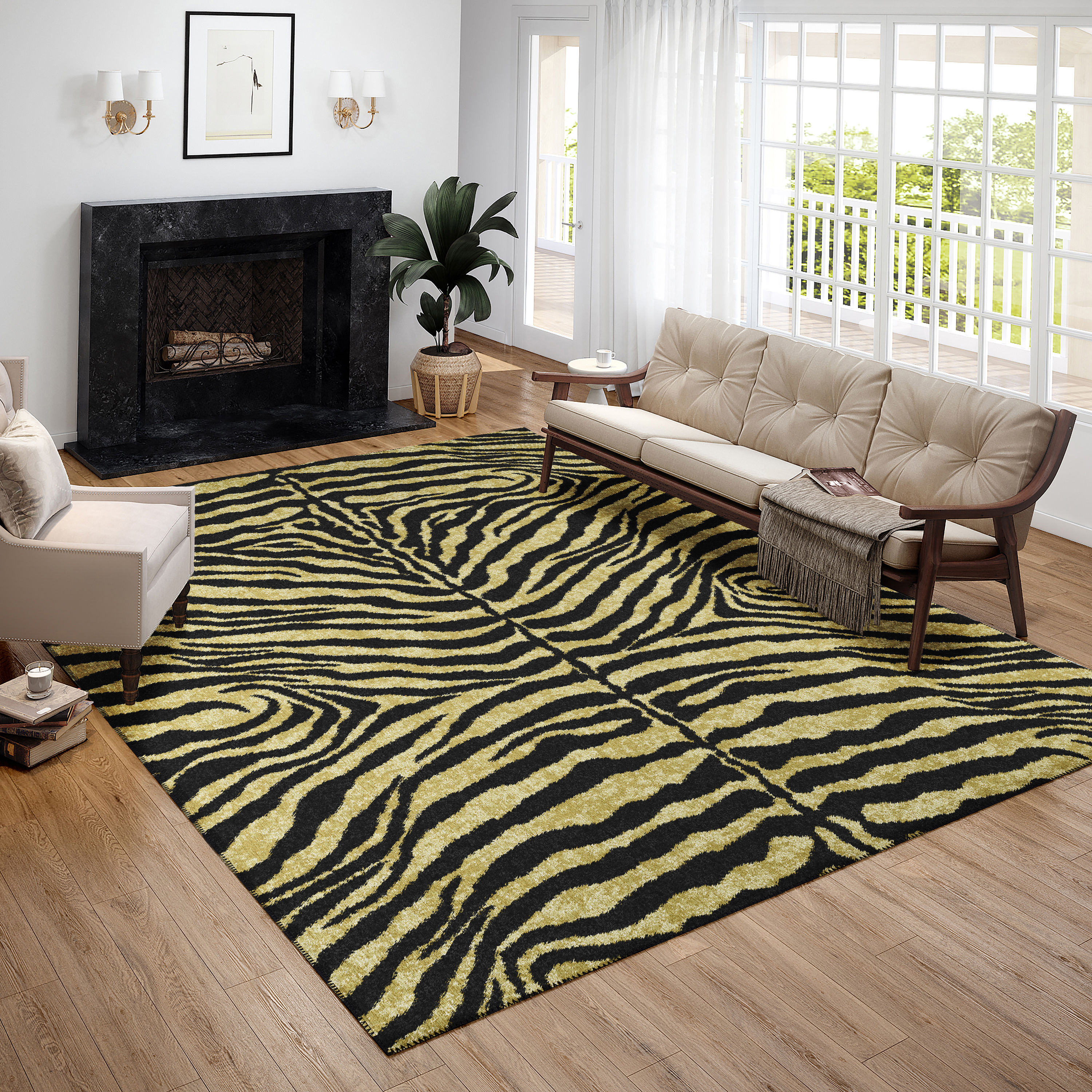 Addison Rugs Safari 3 X 5 (ft) Gilded Indoor/Outdoor Animal Print ...