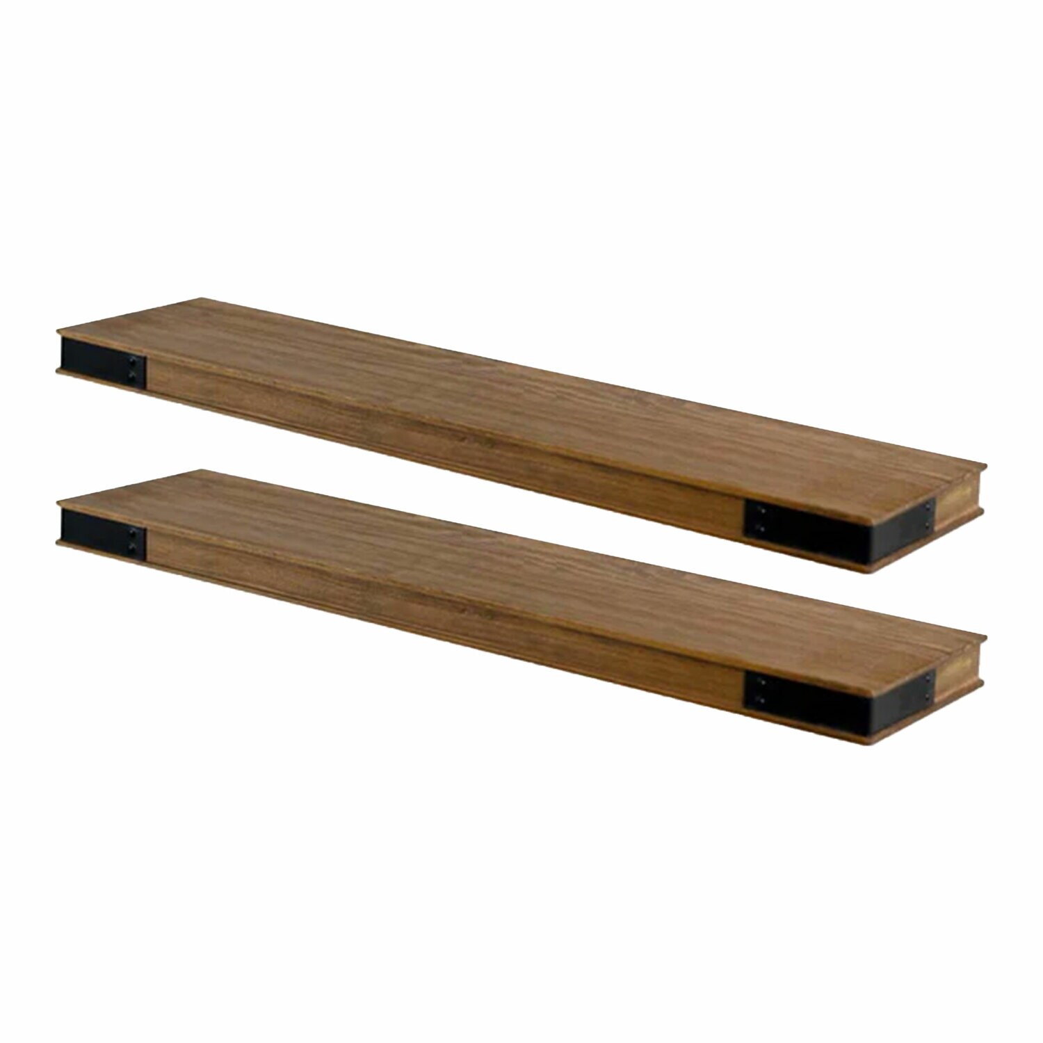 Sporgh 2 Piece Pine Solid Wood Floating Shelf (Set of 2) Gracie Oaks Finish: Dark Walnut, Size: 36 L x 5.5 W