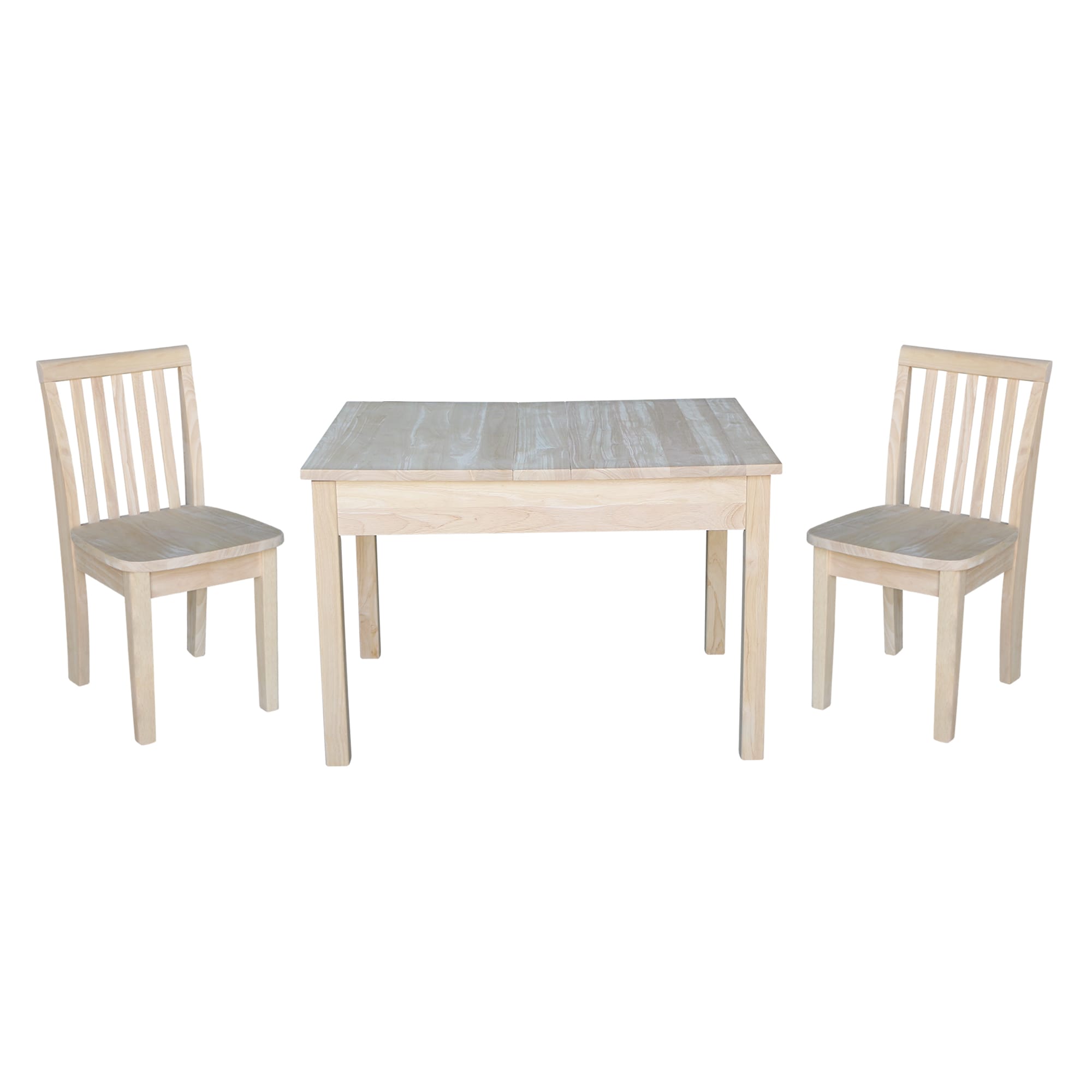 International Concepts K-JT2532L-263-2 Unfinished Rectangular Kid's Play Table ( Set of 2 Chairs)