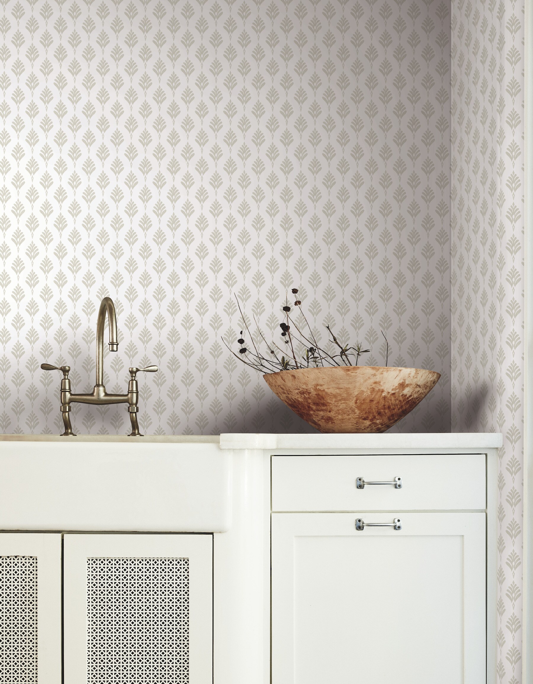 York Wallcoverings CV4458 Water's Edge Resource Library 56.4-Sq. Feet Off-white Non-woven Novelty Prepasted Water Activated Paste Wallpaper