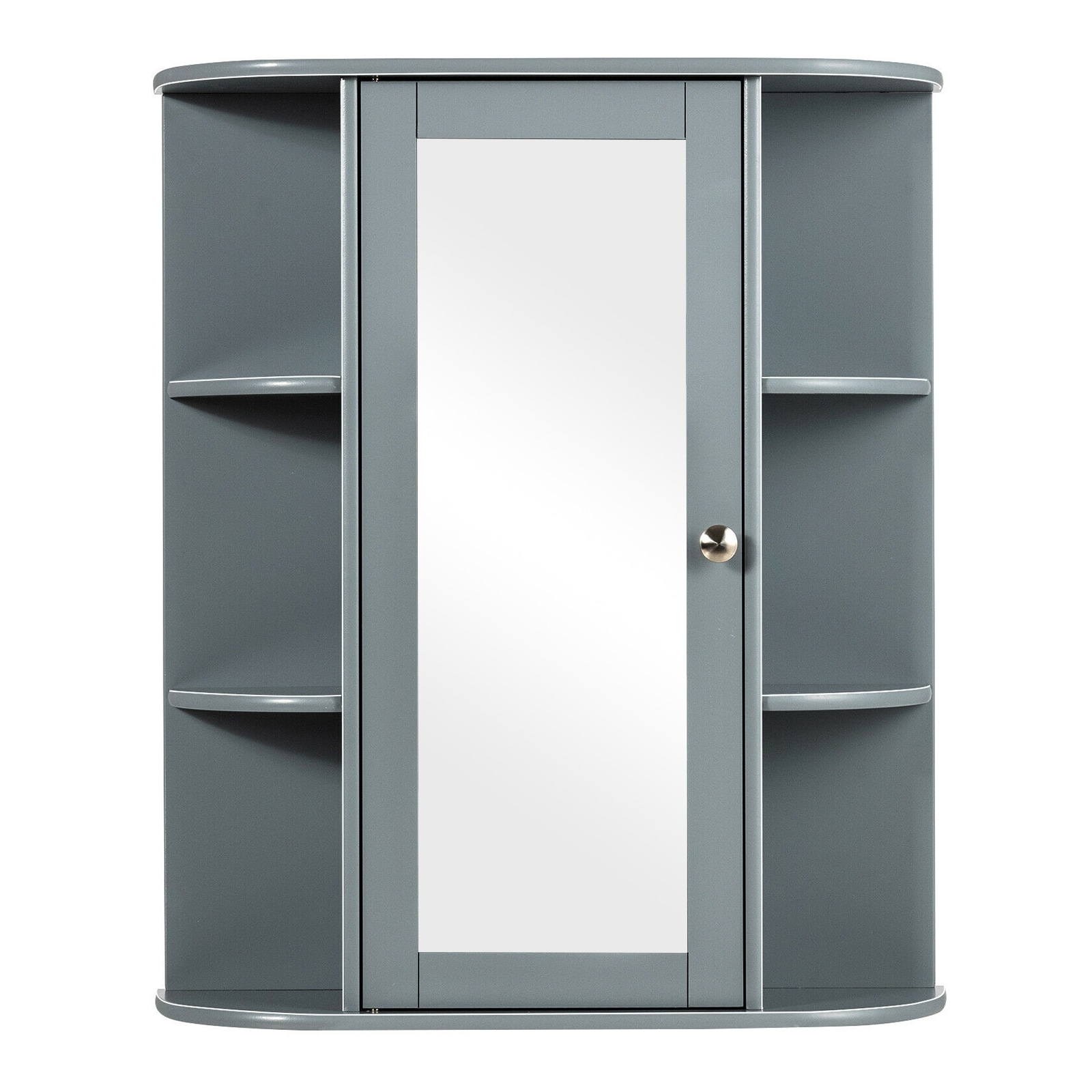 WELLFOR 23.5-in x 28-in Surface Mount Gray Mirrored Medicine Cabinet