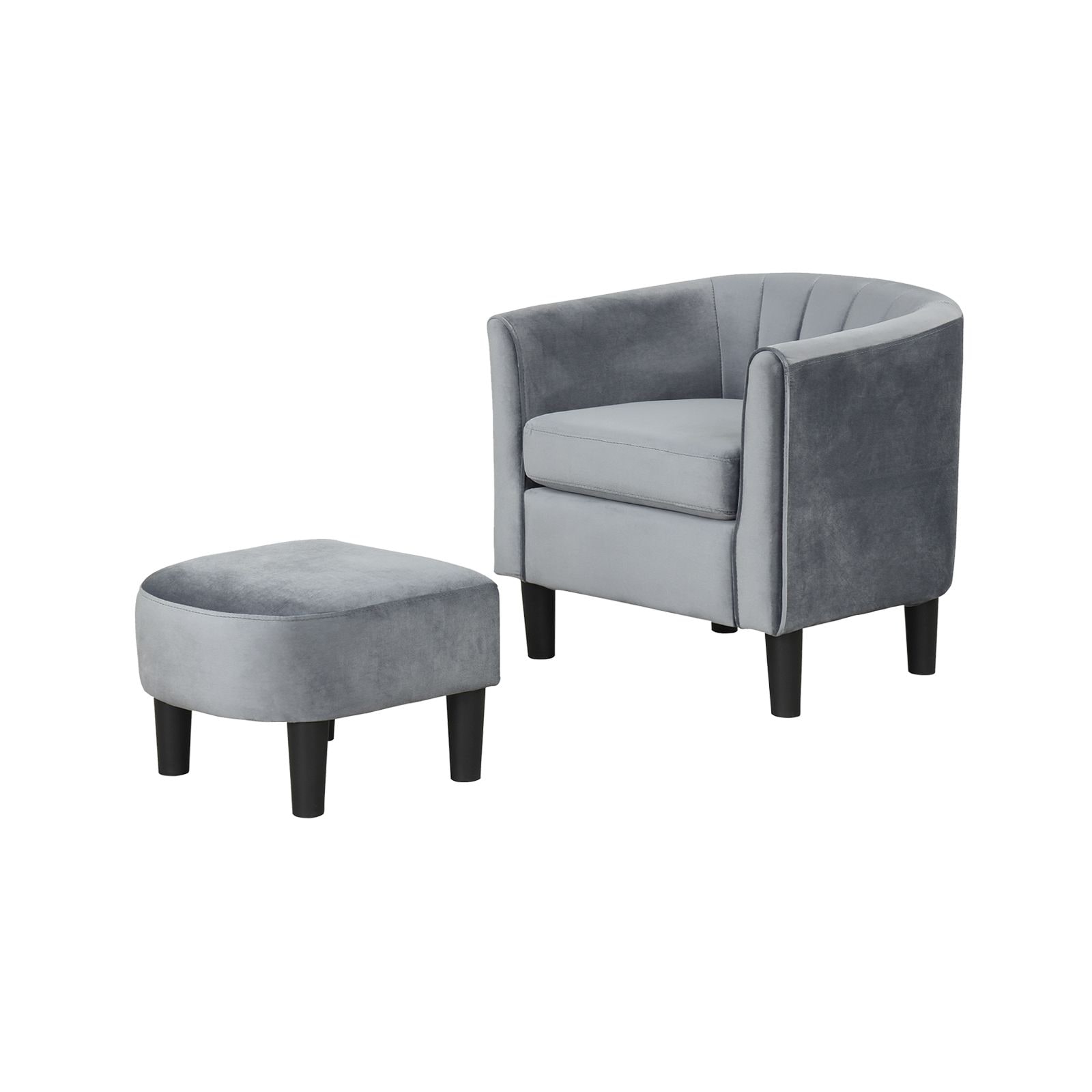 Slickblue 2-Piece- Modern Velvet Barrel Accent Chair with Ottoman for Living Room Bedroom Reading Nook- Multiple Color Option