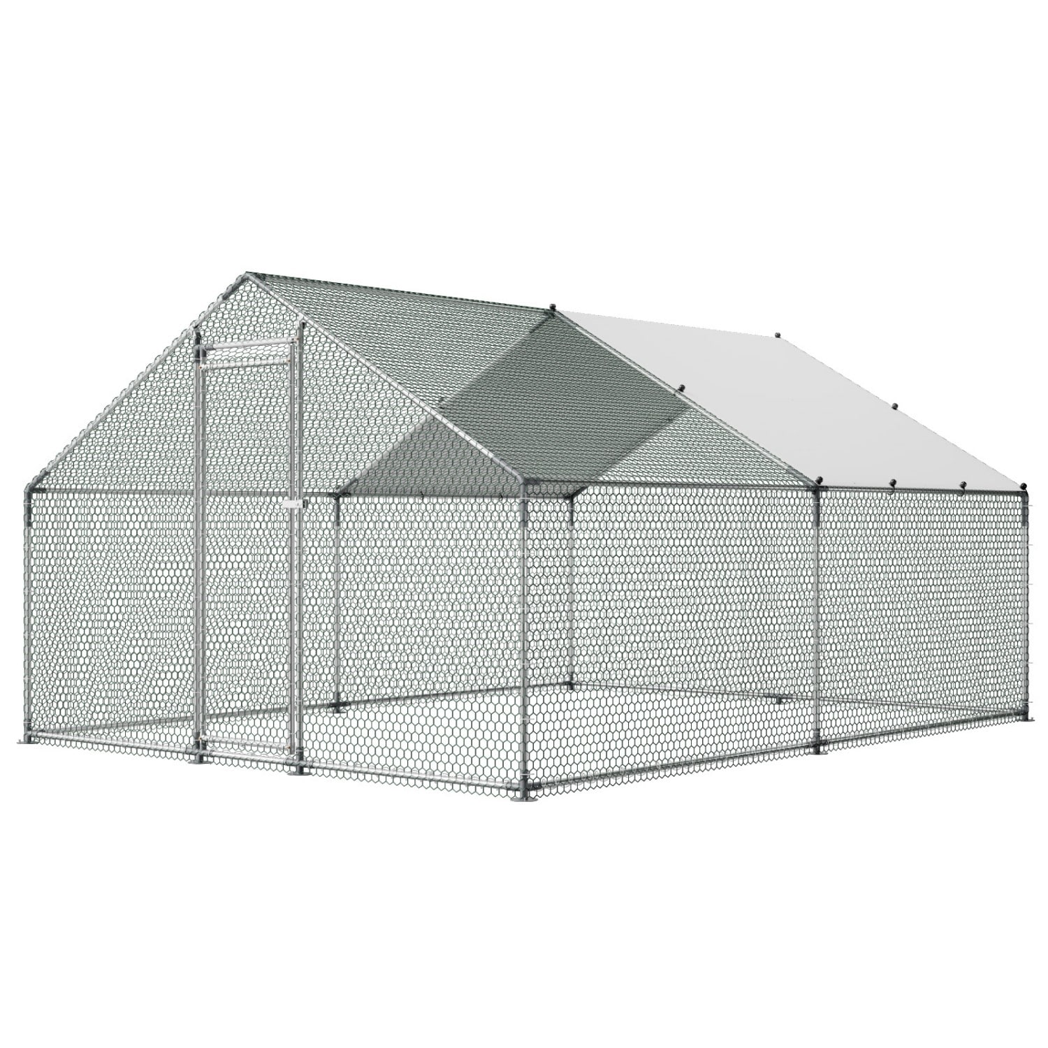 Mondawe Silver Metal Convertible chicken coop and rabbit hutch