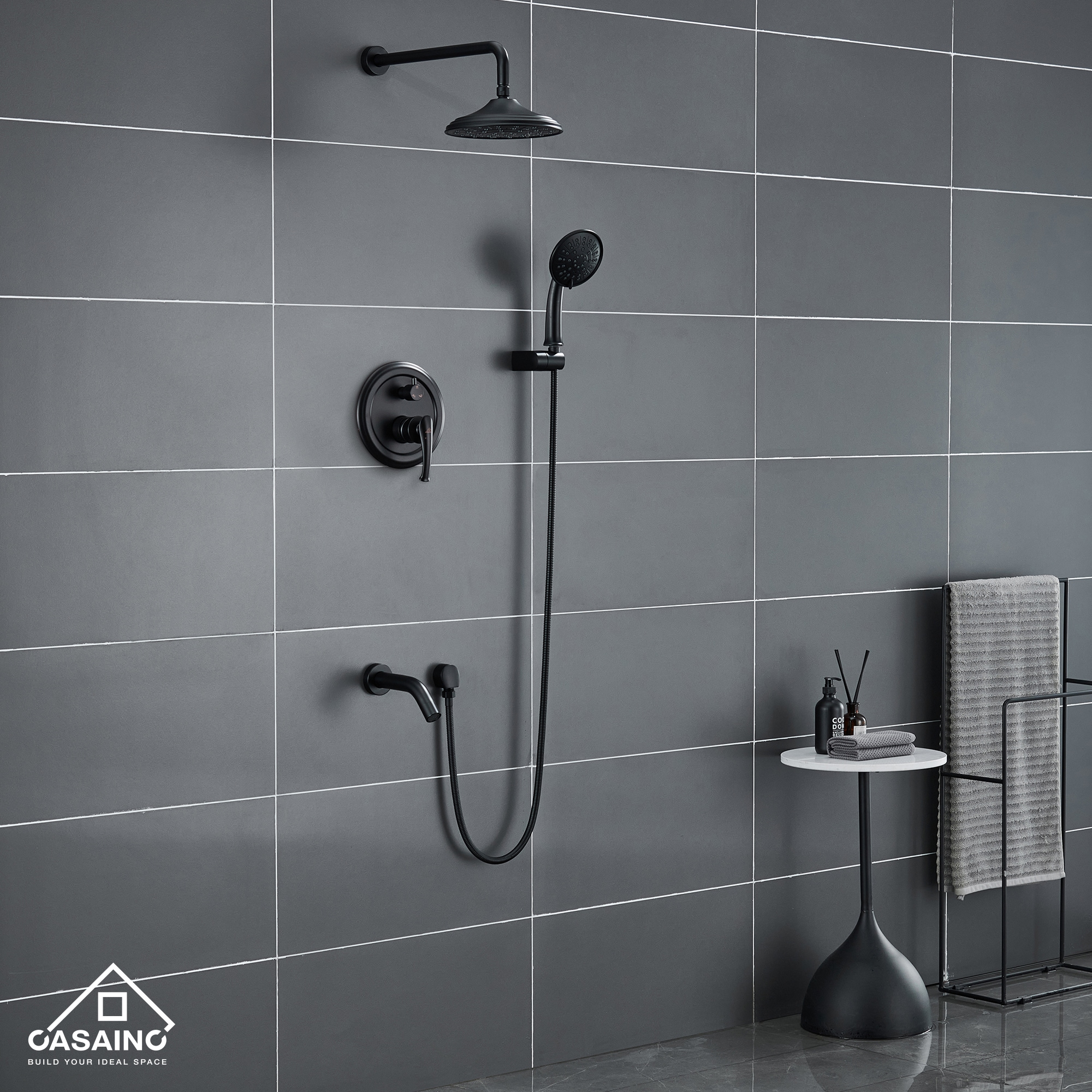 CASAINC HM-B208-SQ-MB Showerhead-Bar-Panels - View #7