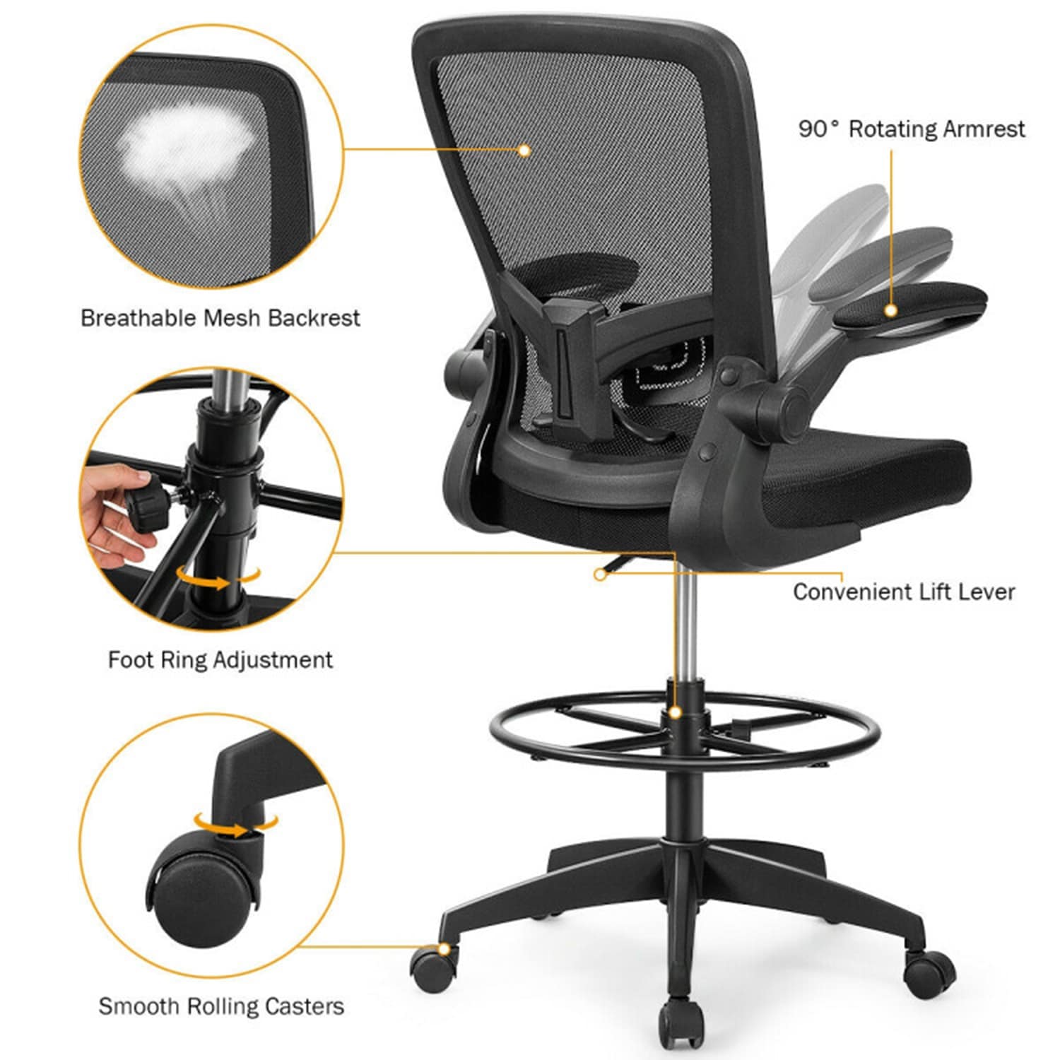 GZMR WF01-LS-029-BKBL Office-Chairs - View #5