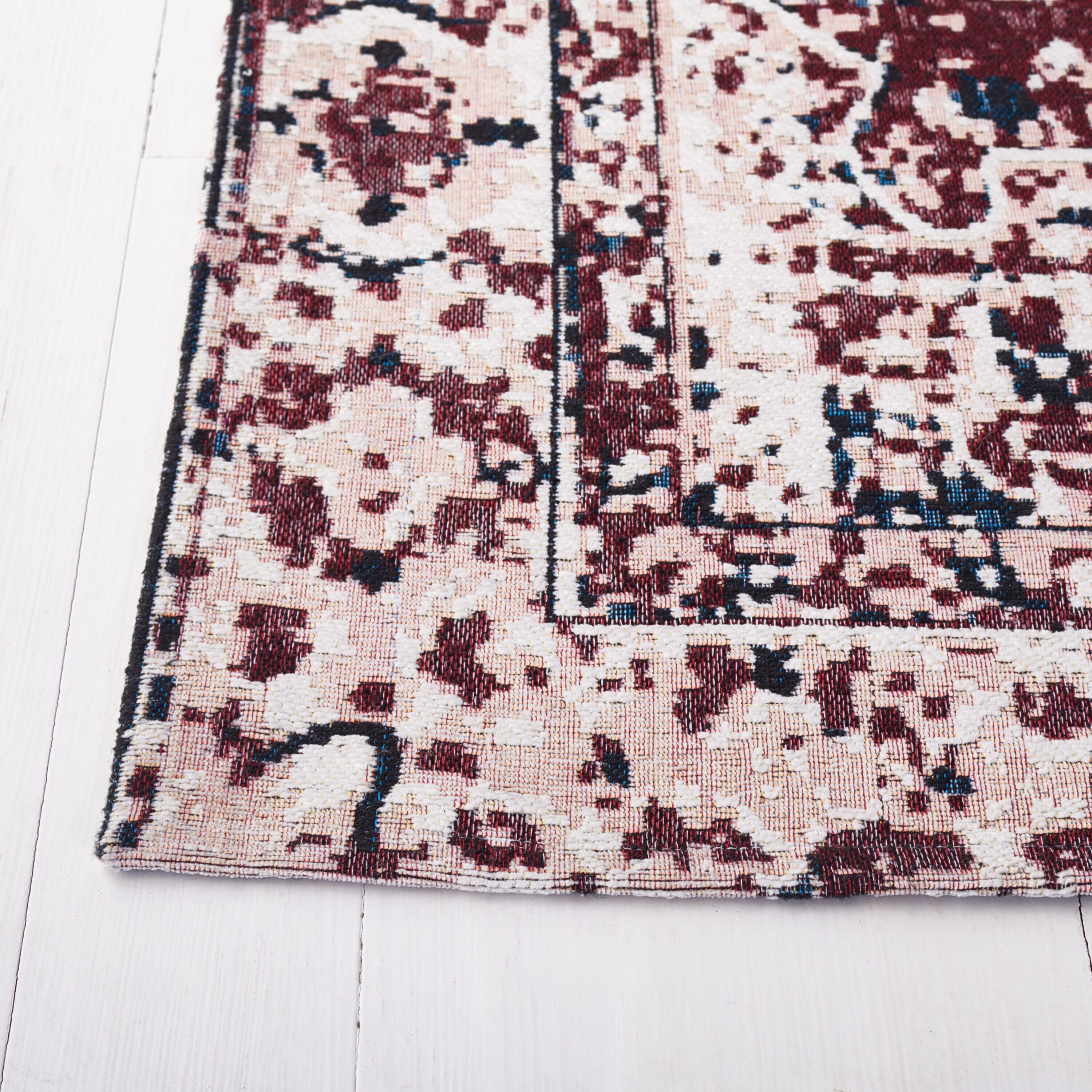 Heirloom Red Cotton Blend 24" Rectangular Easy Care Rug