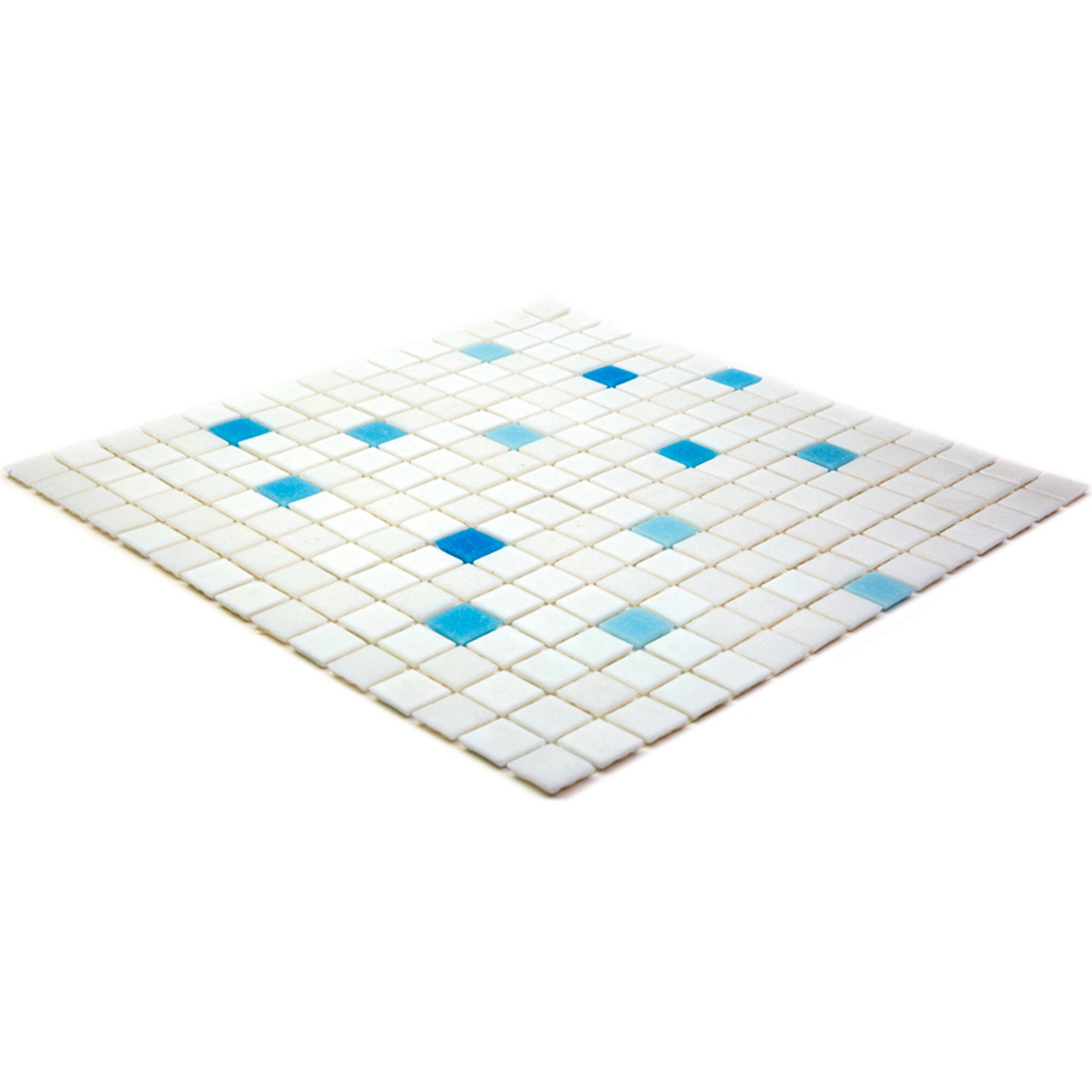 Mingles 12" x 12" Glossy Blue and White Glass Mosaic Tile