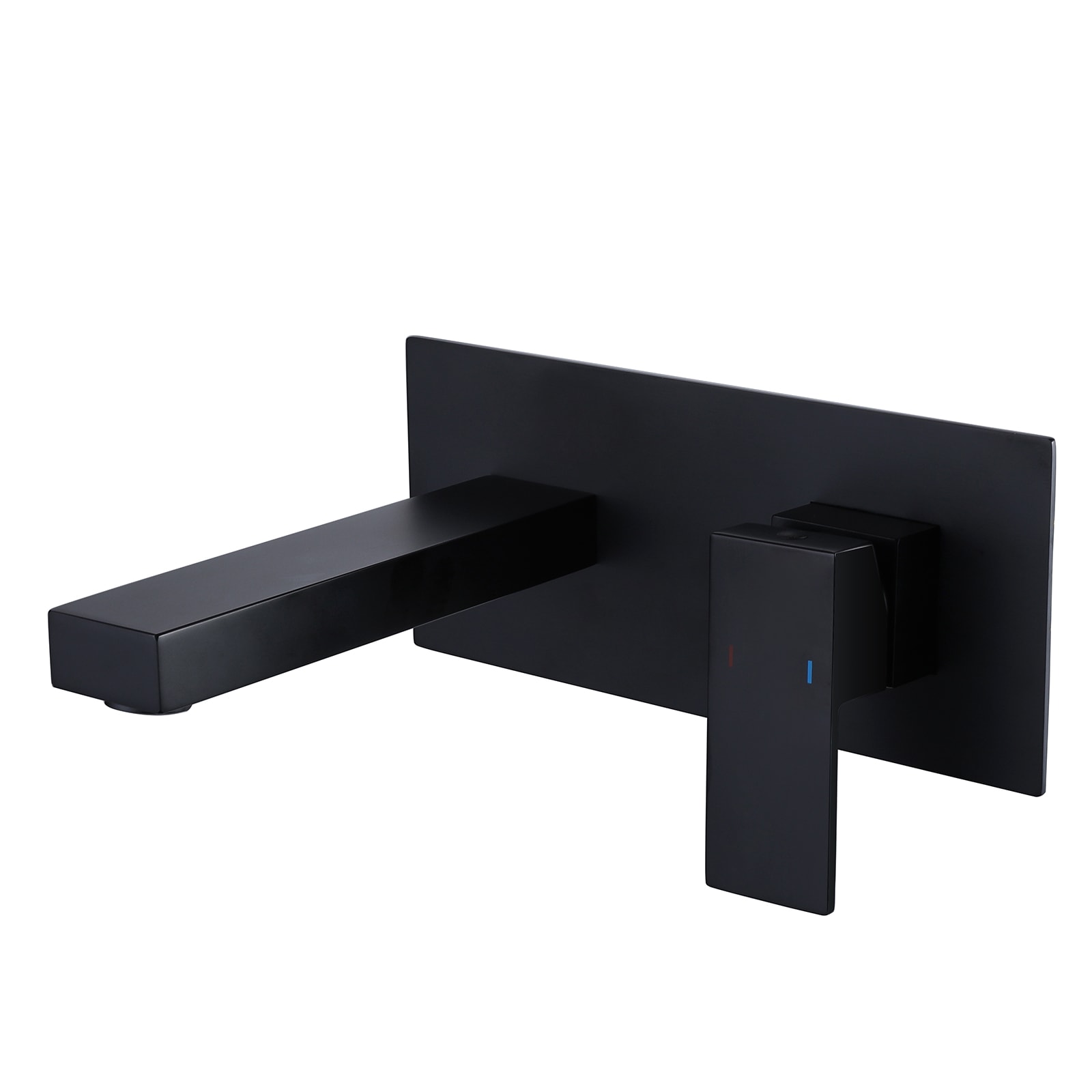 BWE A-93012-B Matte Black Wall-mount 1-handle WaterSense Mid-arc Residential Handle Bathroom Sink Faucet with Deck Plate
